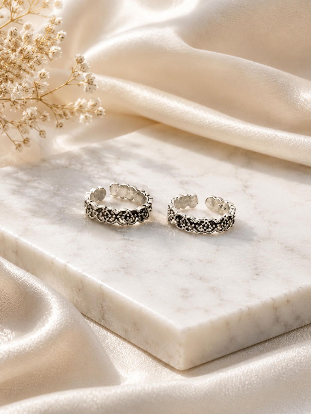 925 Silver Toe Rings (2 Rings) | Butterfly | Free Size