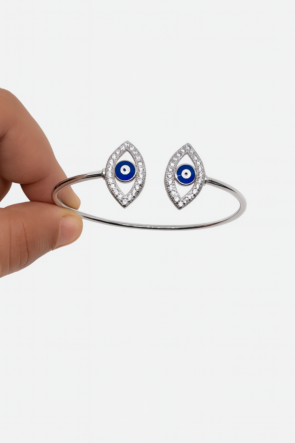 925 Sterling Silver Evil Eye Bangle Bracelet | For Her