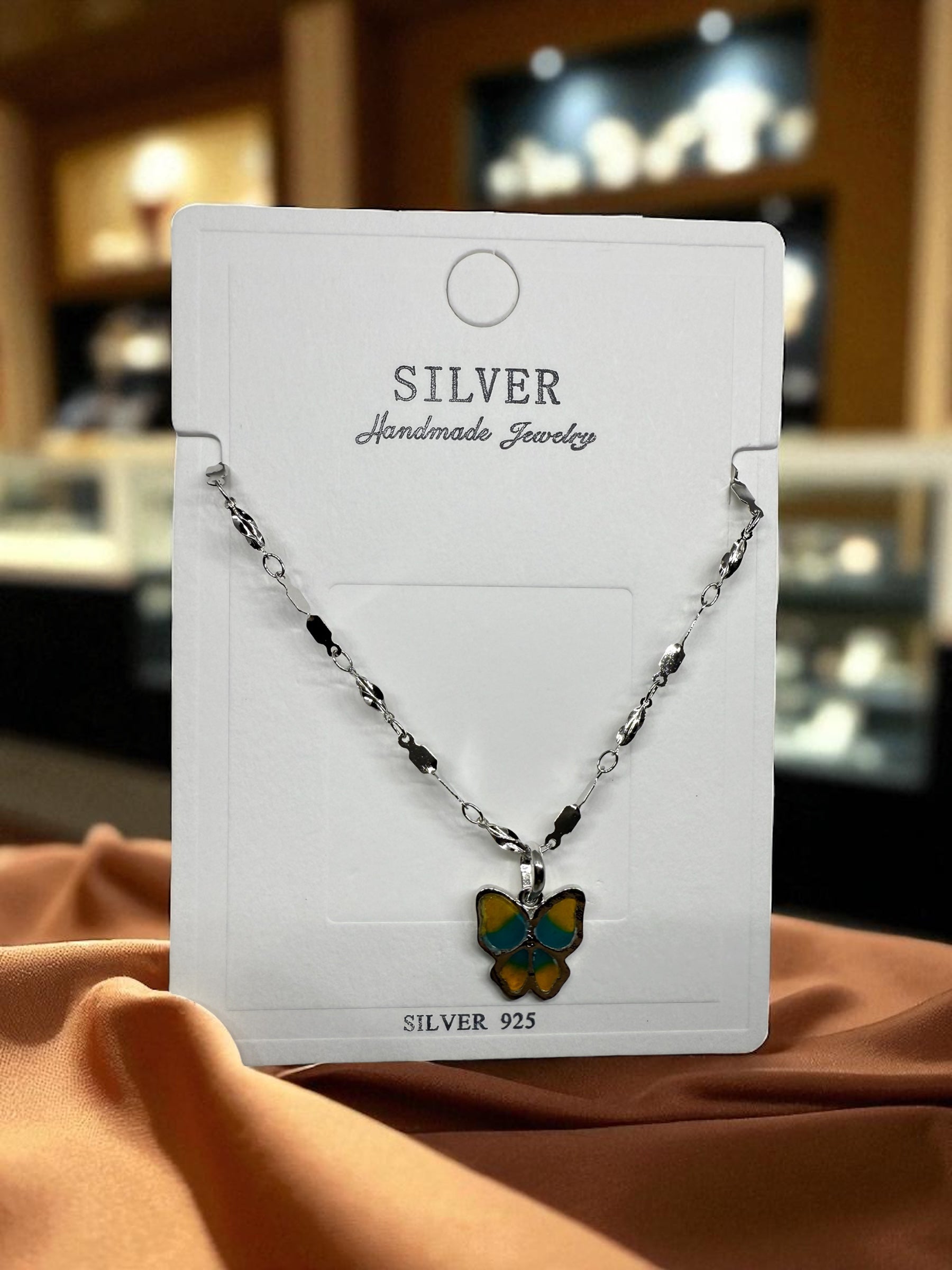925 Sterling Silver Blue-Green Butterfly Pendant Neckpiece | FOR WOMEN & KIDS