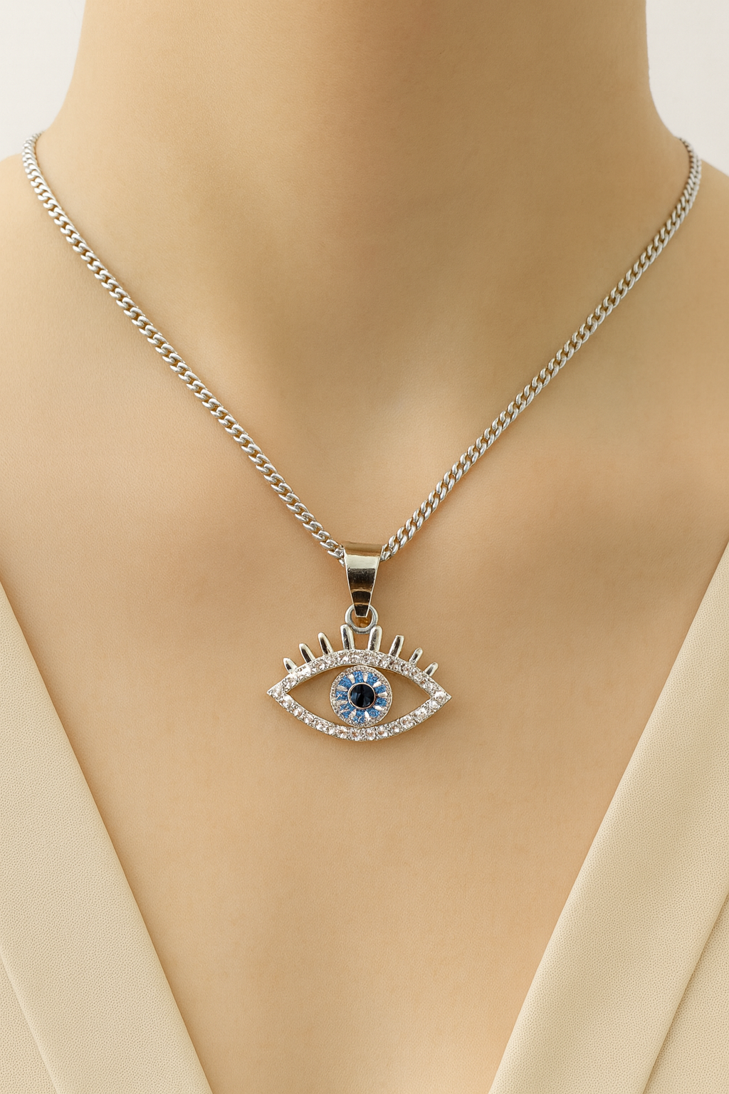 925 Sterling Silver Evil Eye Pendant Neckpiece