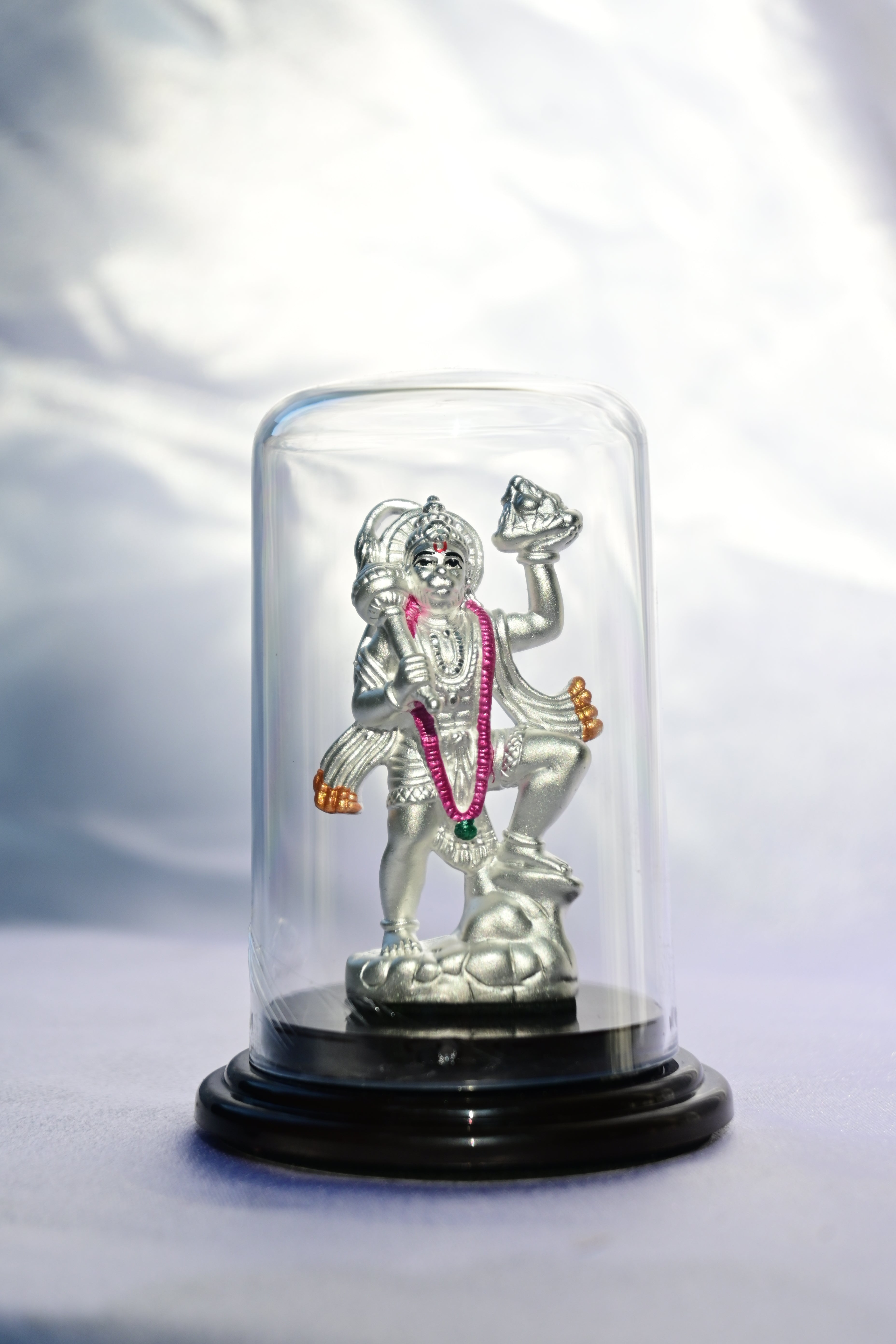 Emerald Pure 999 Silver Hanuman Idol with Acrylic Base For Pooja/ Gift