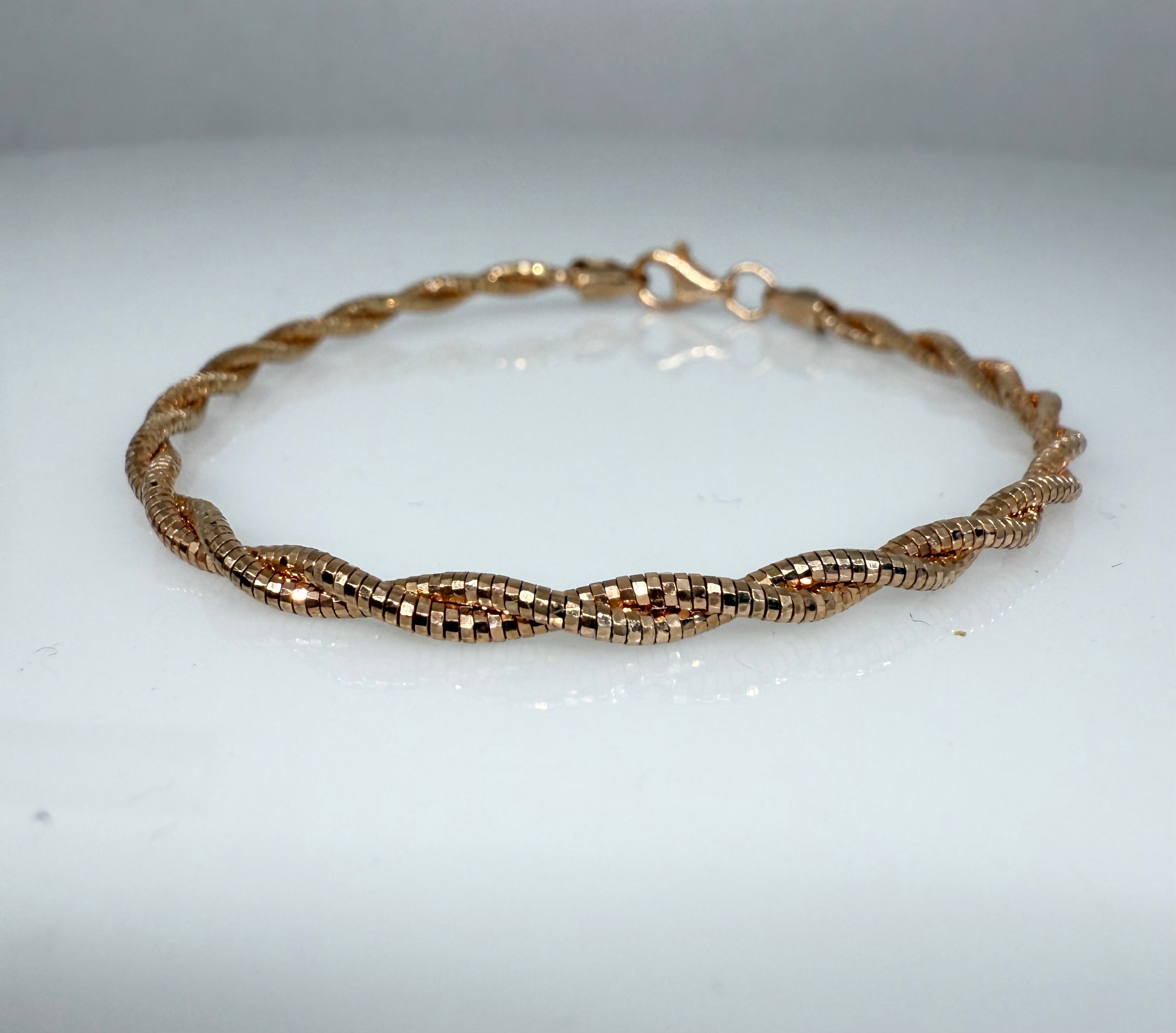 Multi Strand 925 Sterling Silver Italian Weave Bracelet | Rose Gold