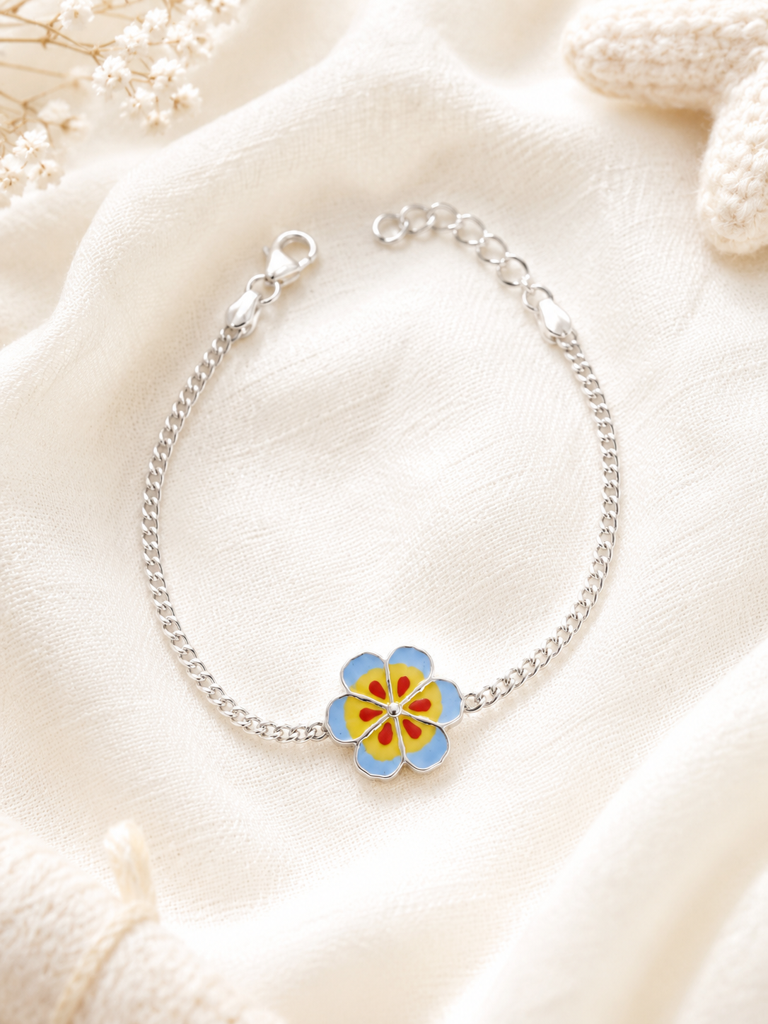925 Sterling Silver Flower Cartoon Bracelet | kid’s Bracelet | Kid’s Rakhi
