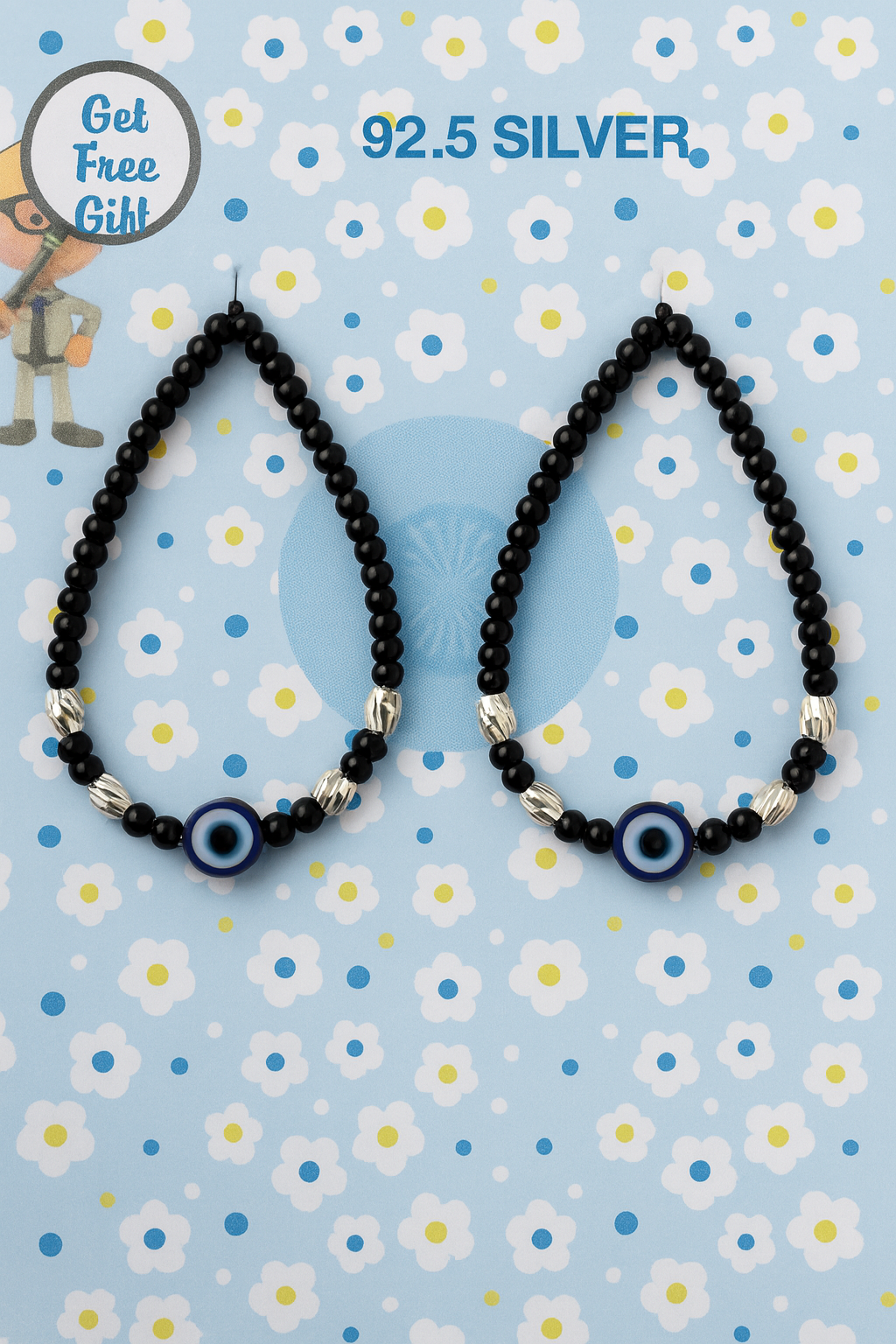 Kids Evil Eye Thread Nazariya | Adjustable Thread Style | Ideal for New Borns | 925 Sterling Silver
