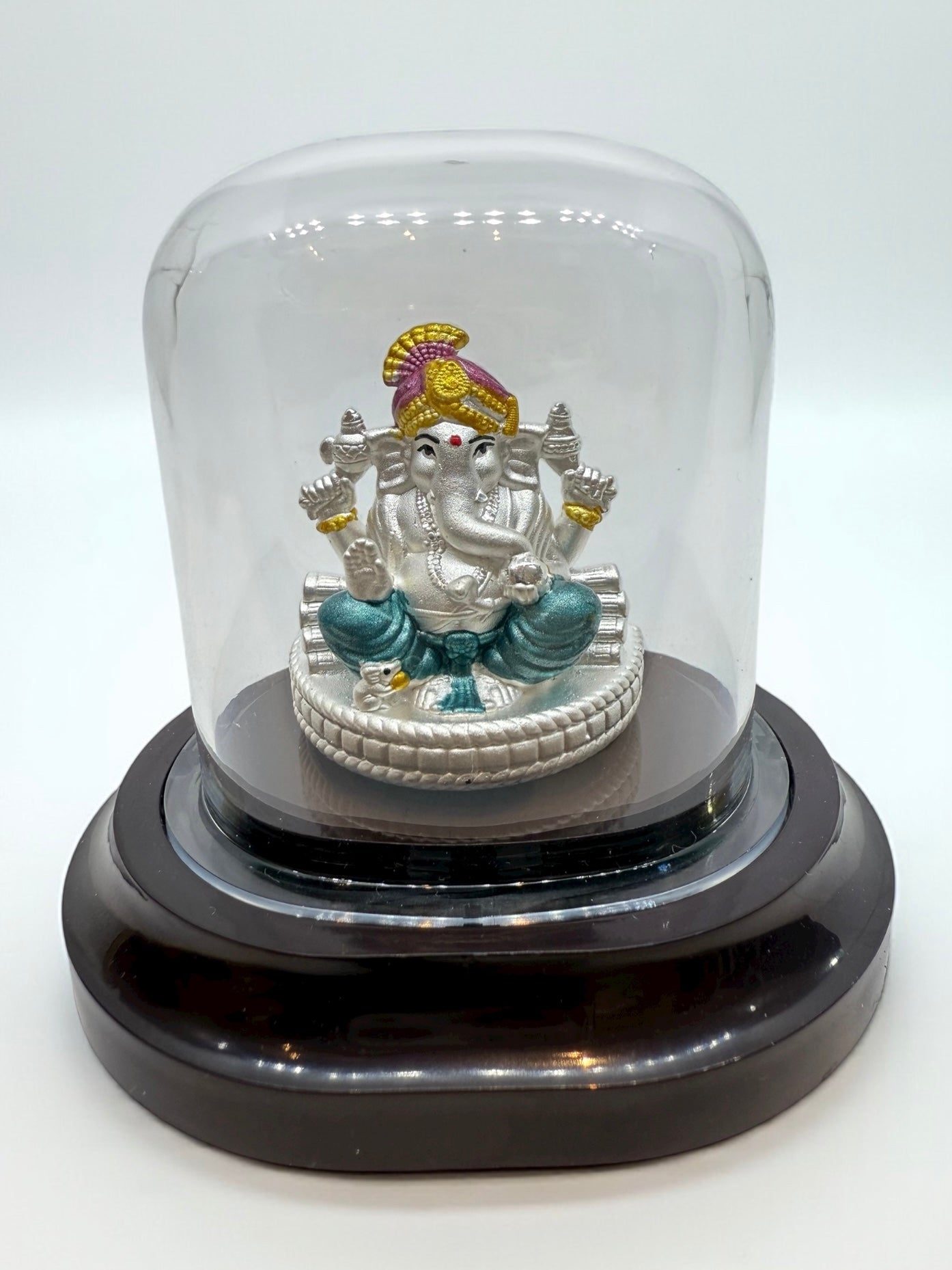 Emerald Pure 999 Silver Ganesh Idol with Acrylic Base for Pooja/Gift