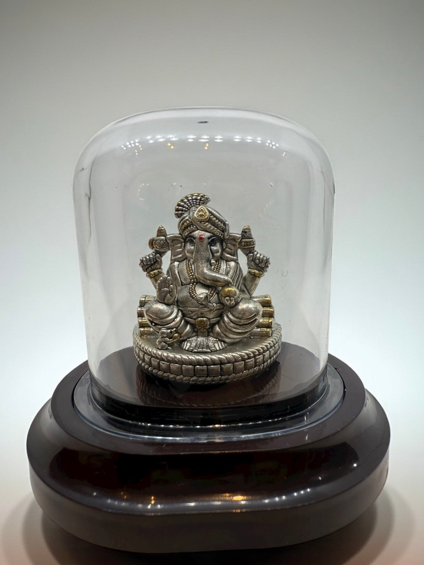 Emerald Pure 999 Silver Ganesha Idol with Acrylic Base for Pooja/Gift