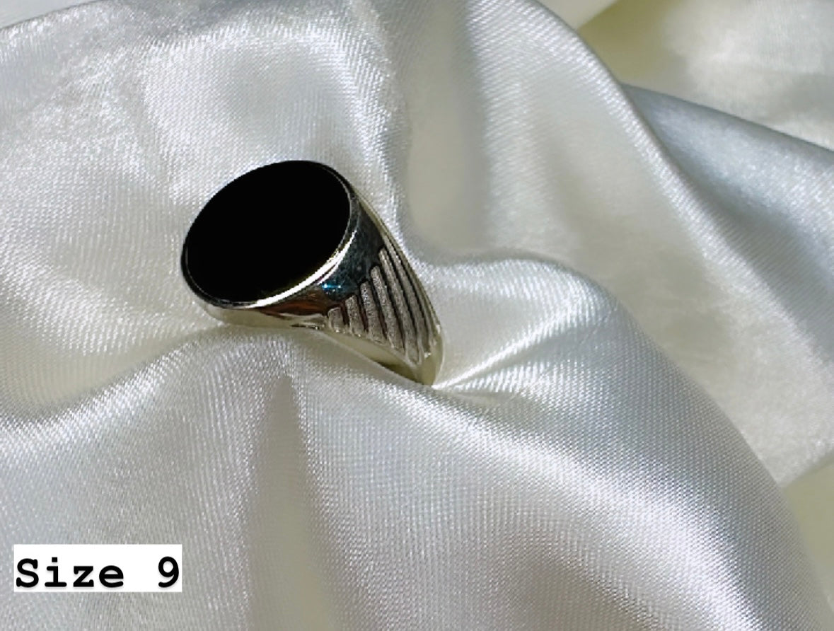 925 Oxidised Silver Ring for Men | Black Stone