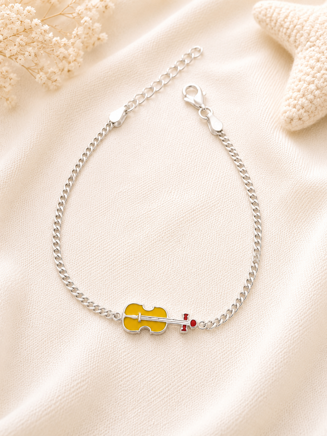 925 Sterling Silver Guitar Cartoon Bracelet | Kid’s Bracelet | Kid’s Rakhi