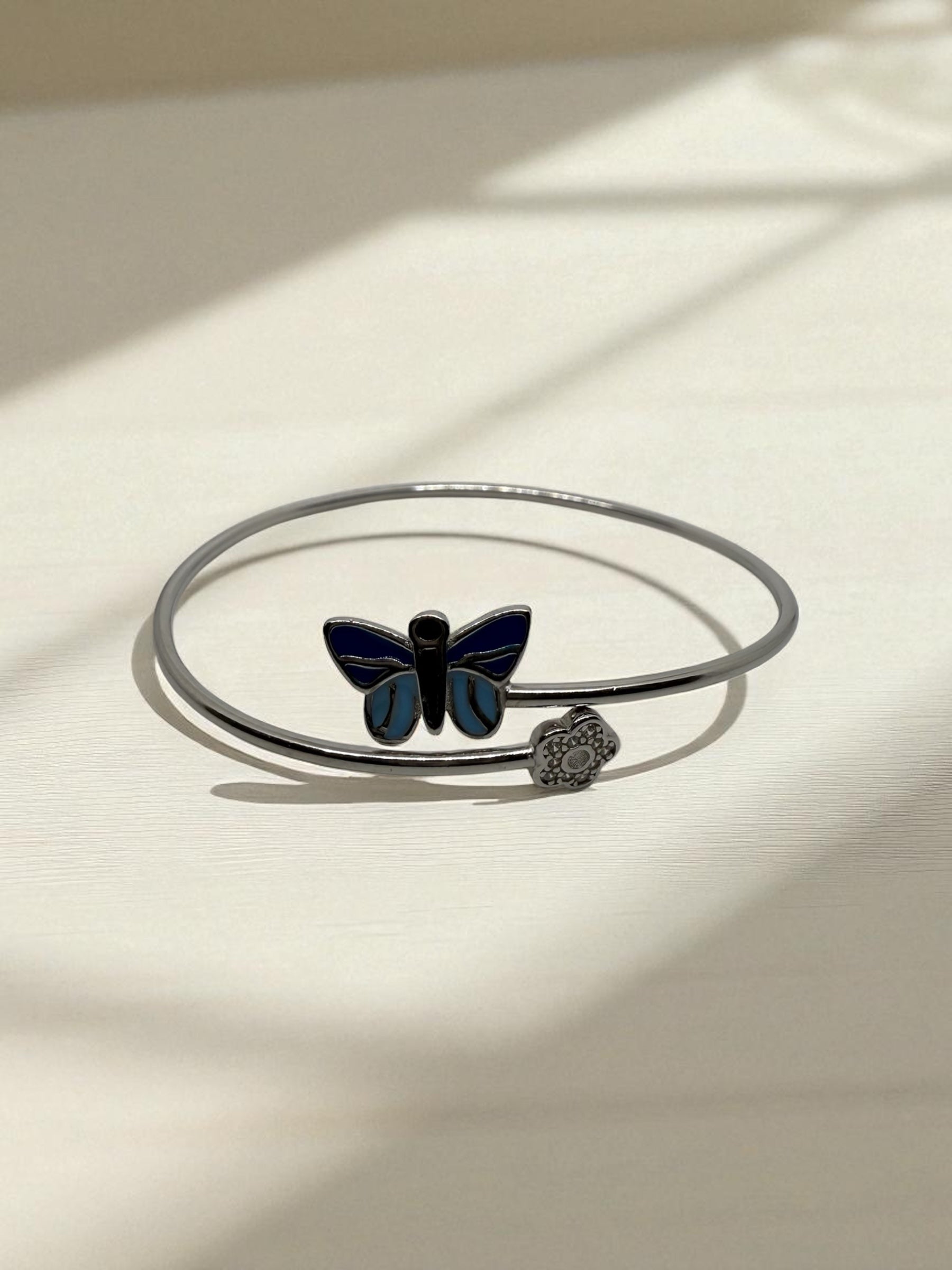 925 Sterling Silver Butterfly Bloom Bracelet Bangle | For Kids | Fits till 6 years