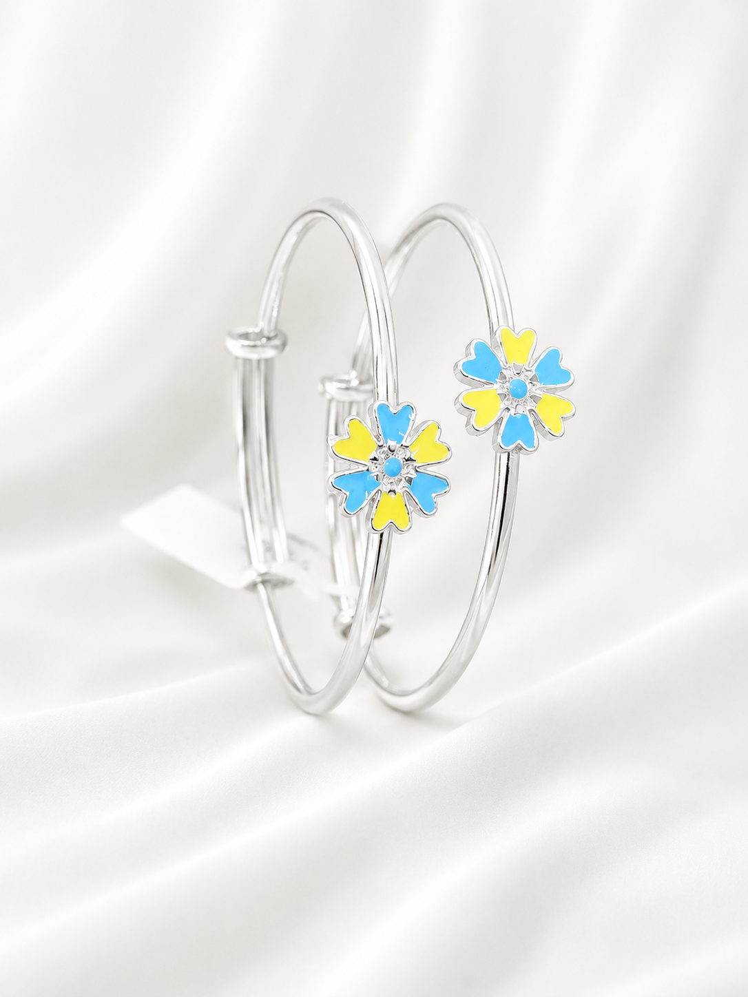 925 Sterling Silver Flower Bangles | For Kids |  Ideal for 0-3 years old
