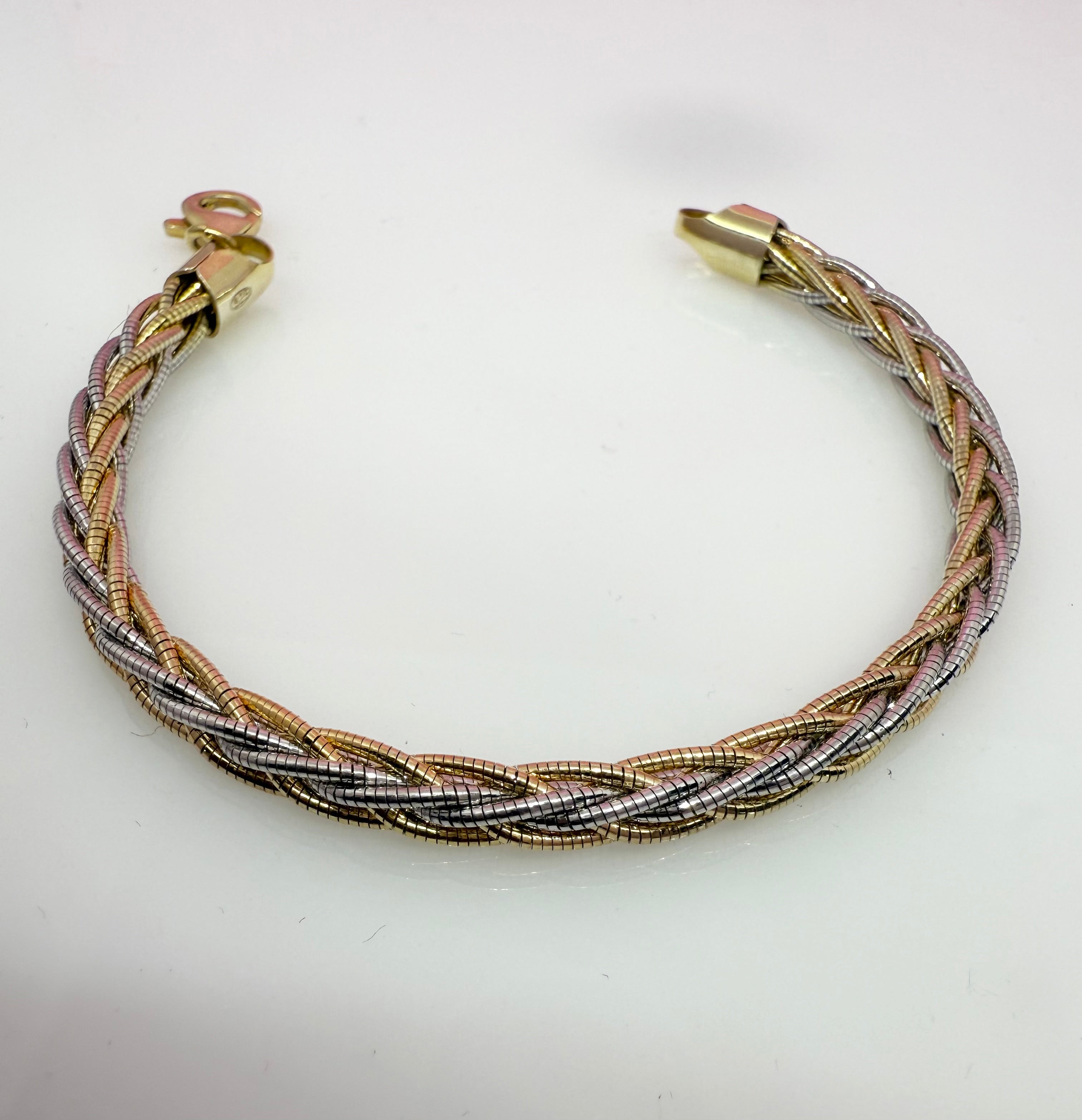 Multi Strand 925 Sterling Silver Italian Weave Braided Bracelet | Dual Tone