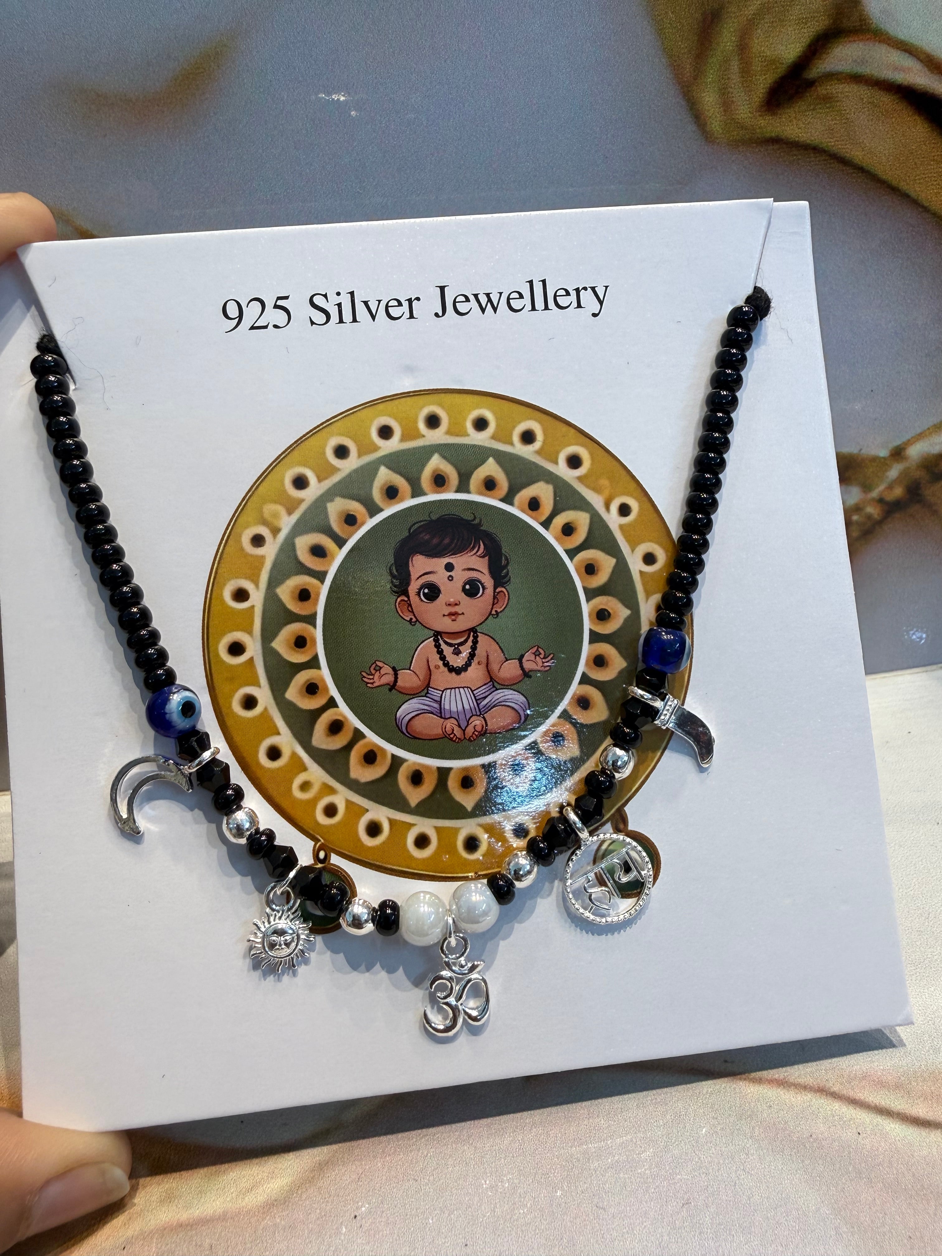 Little Guardian – 925 Silver Cotton Thread Charm Nazariya Chain | kid’s Neck Chain | For kids