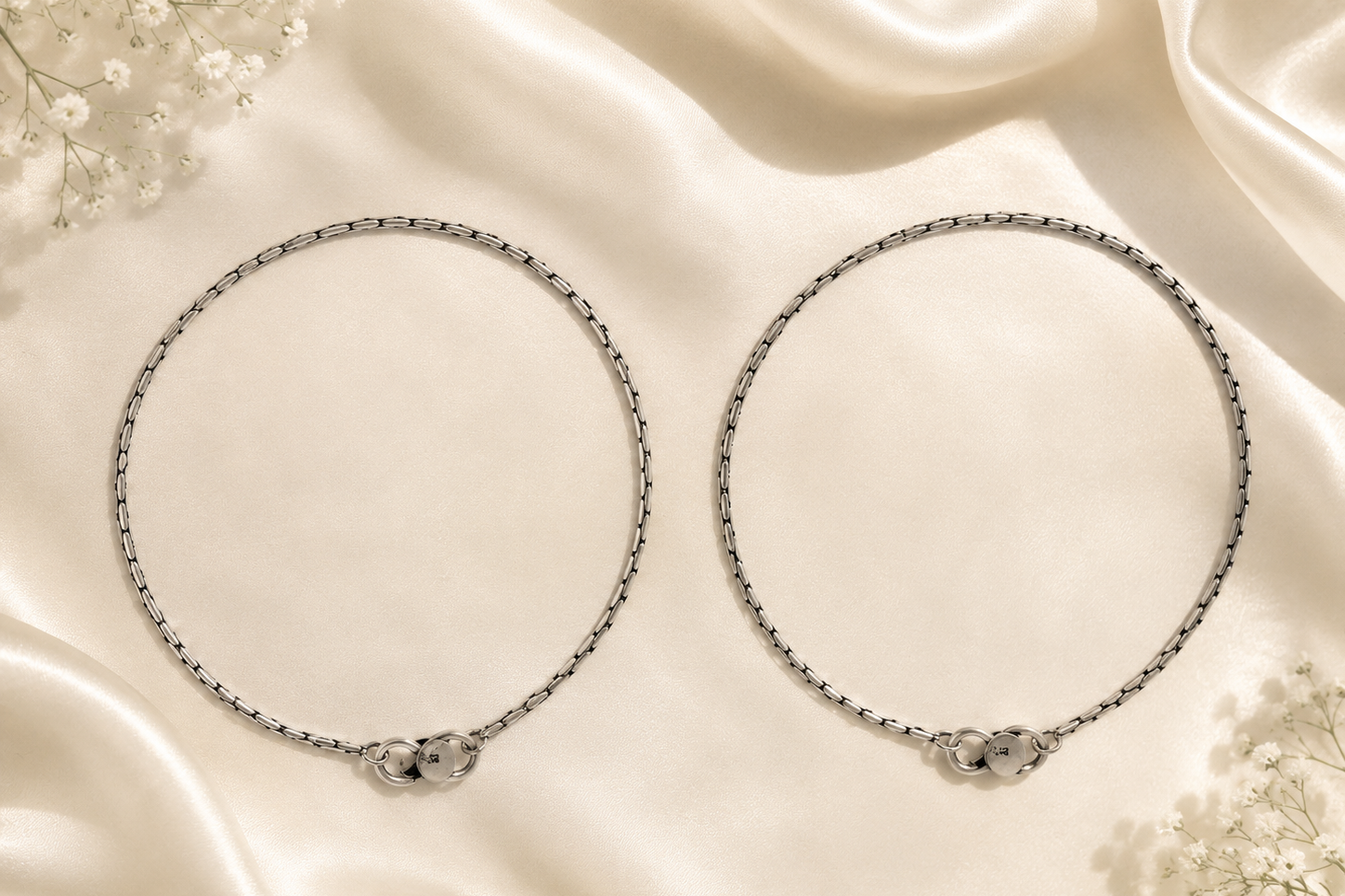 925 Sterling Silver Traditional Anklets | Pair