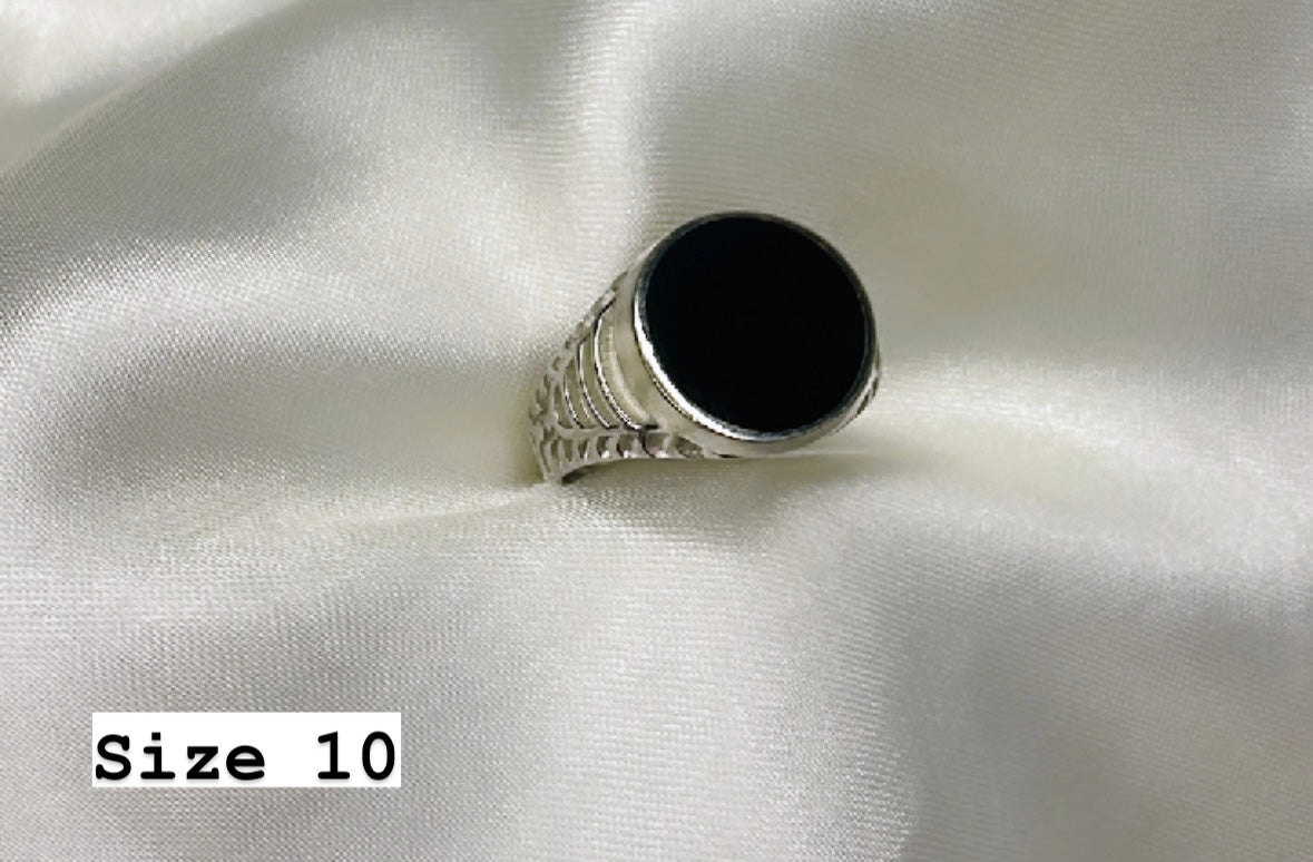 925 Oxidised Silver Ring for Men | Black Stone