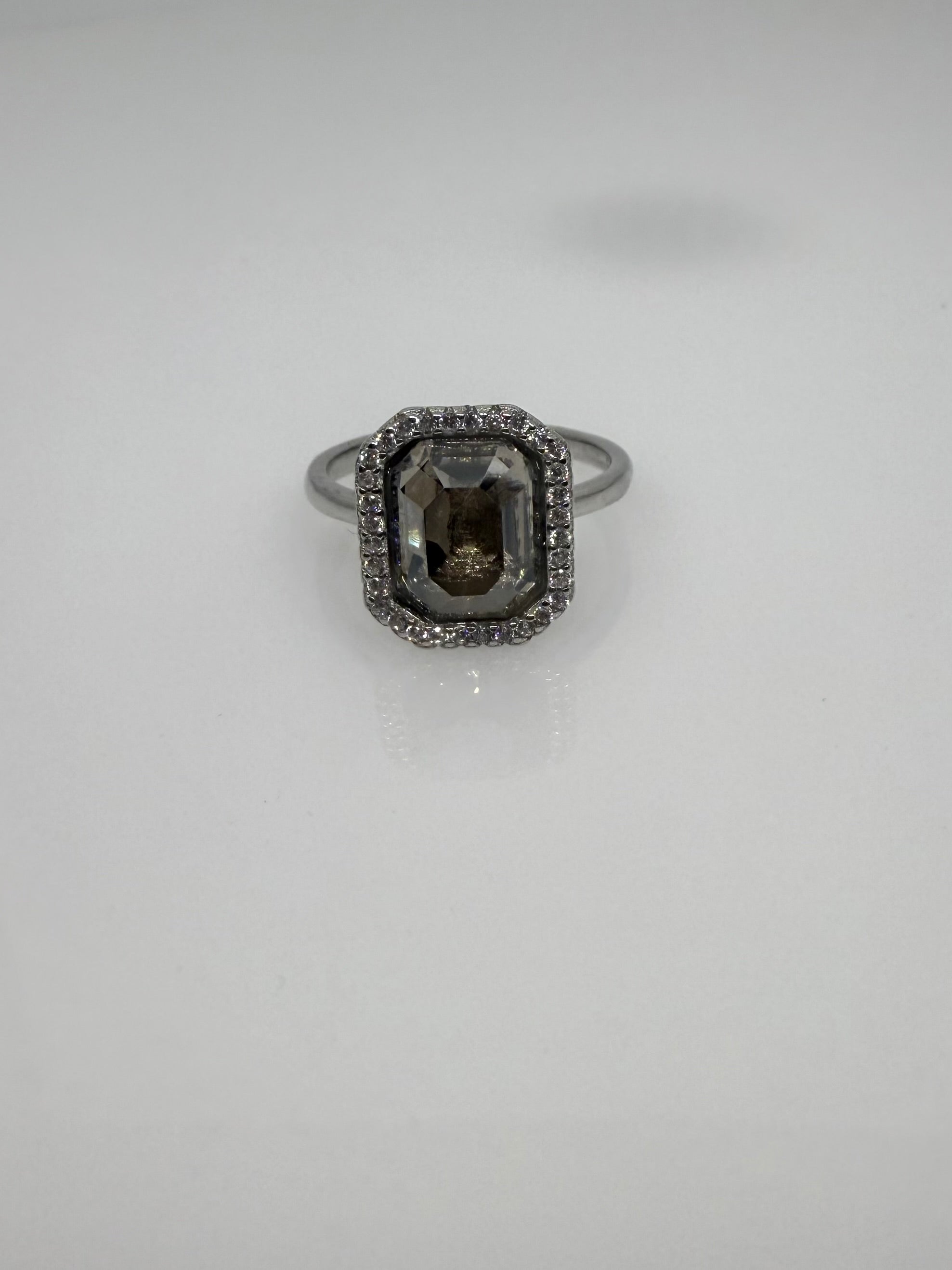 925 Sterling Silver Crystal Square Women Ring