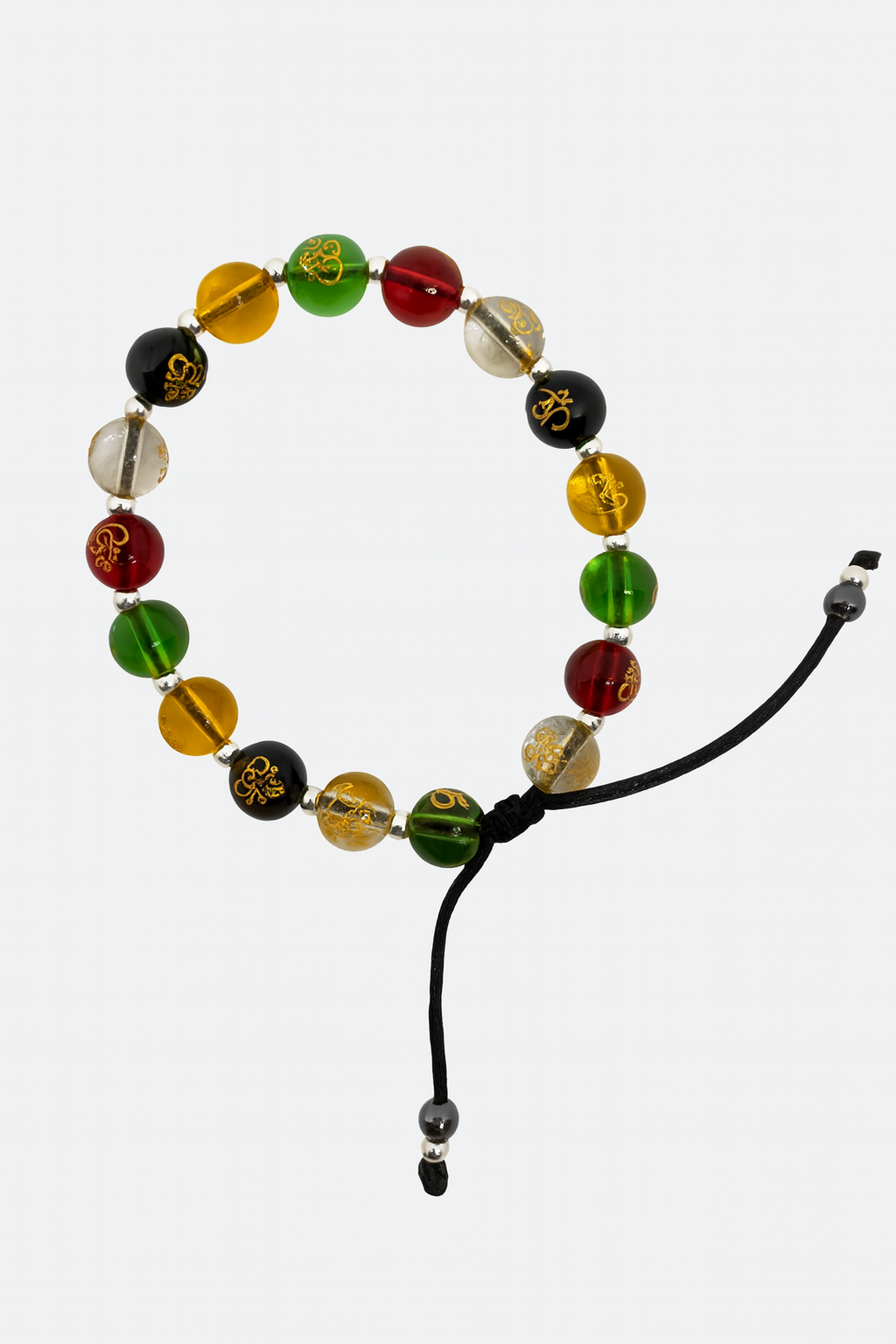 925 Sterling Silver Multicolour Om Healing Men’s Bracelet