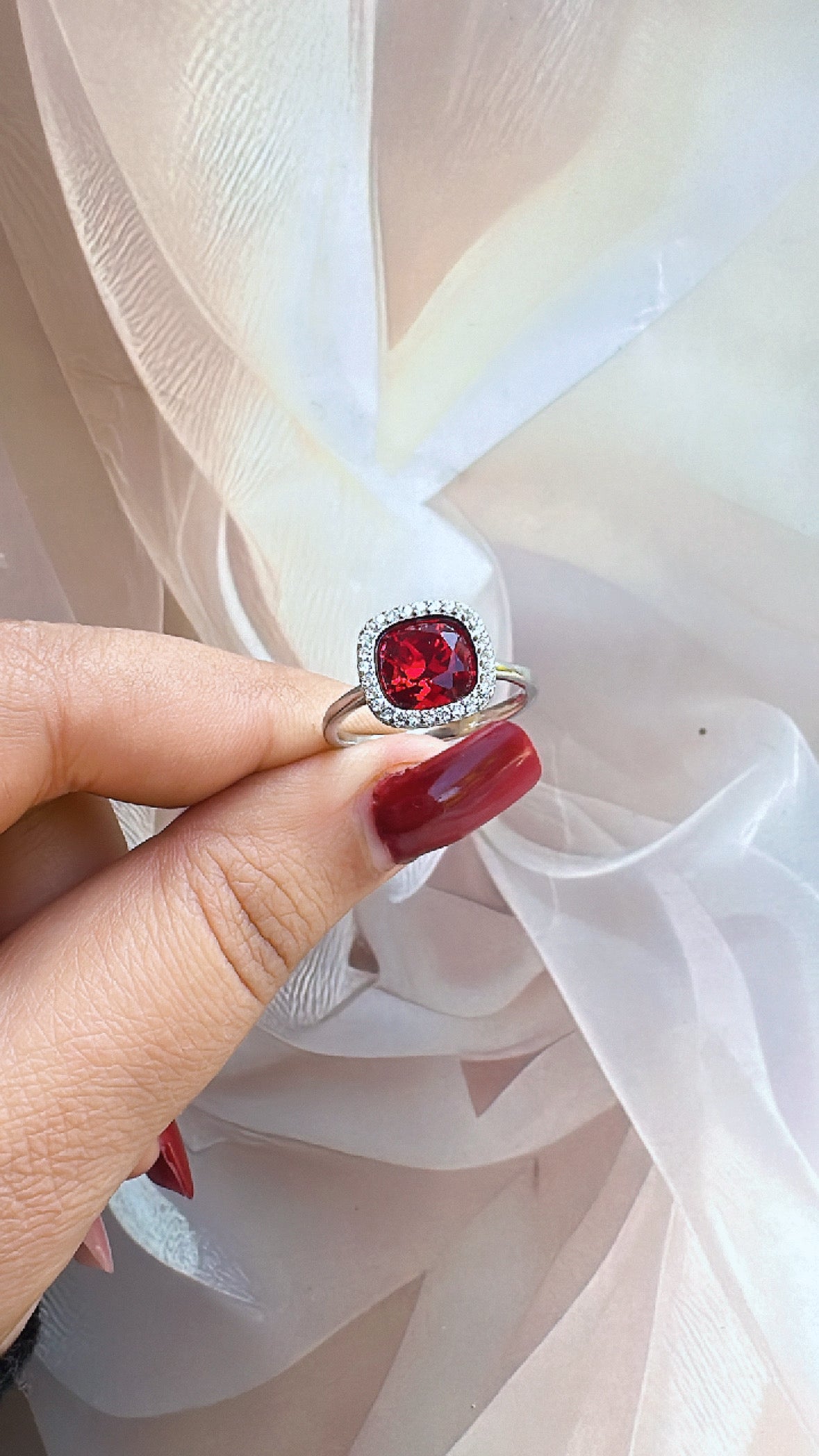 925 Sterling Silver Ruby Glow Women Ring