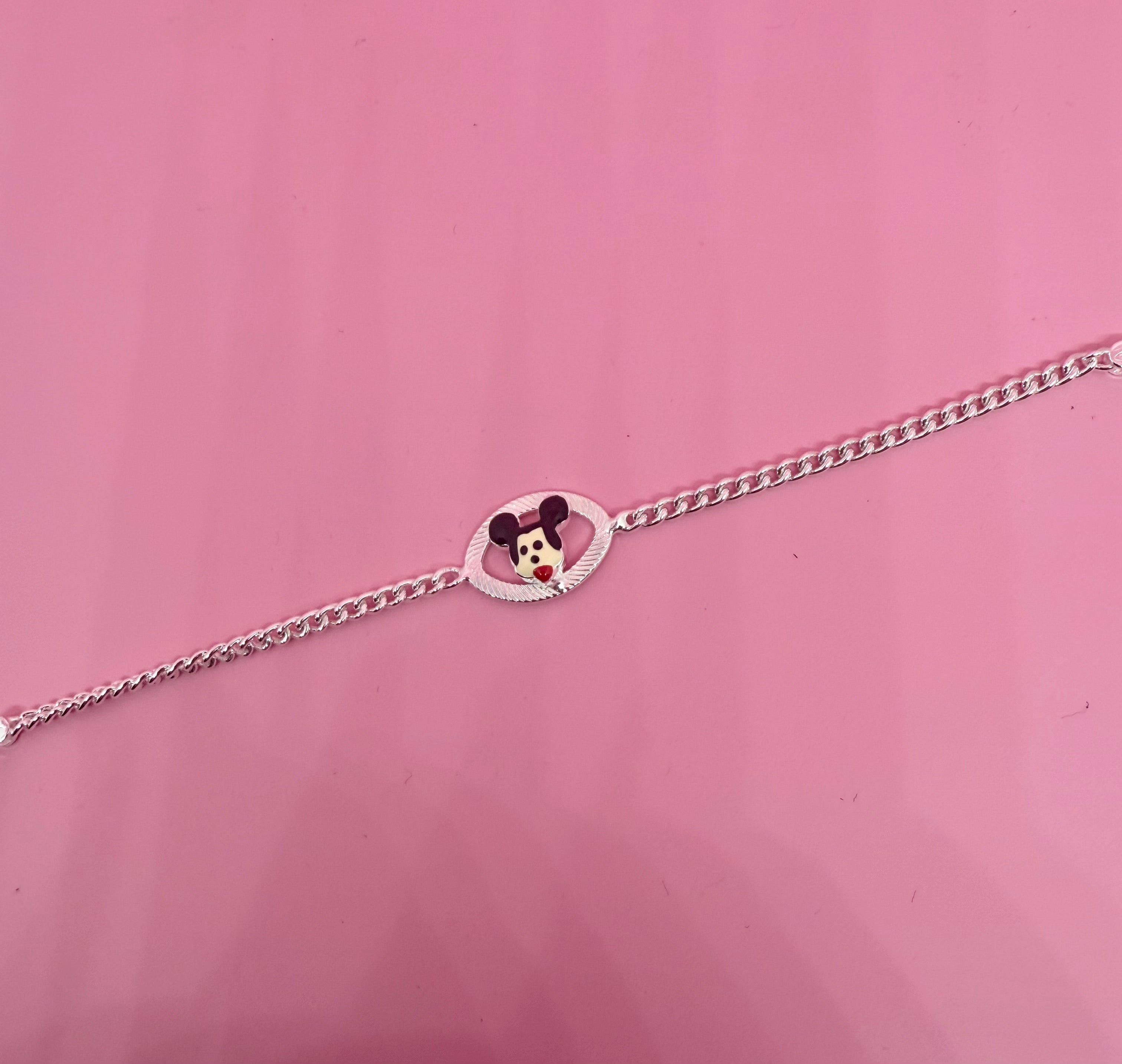 925 Sterling Silver Mickey Mouse Cartoon Bracelet | For kids