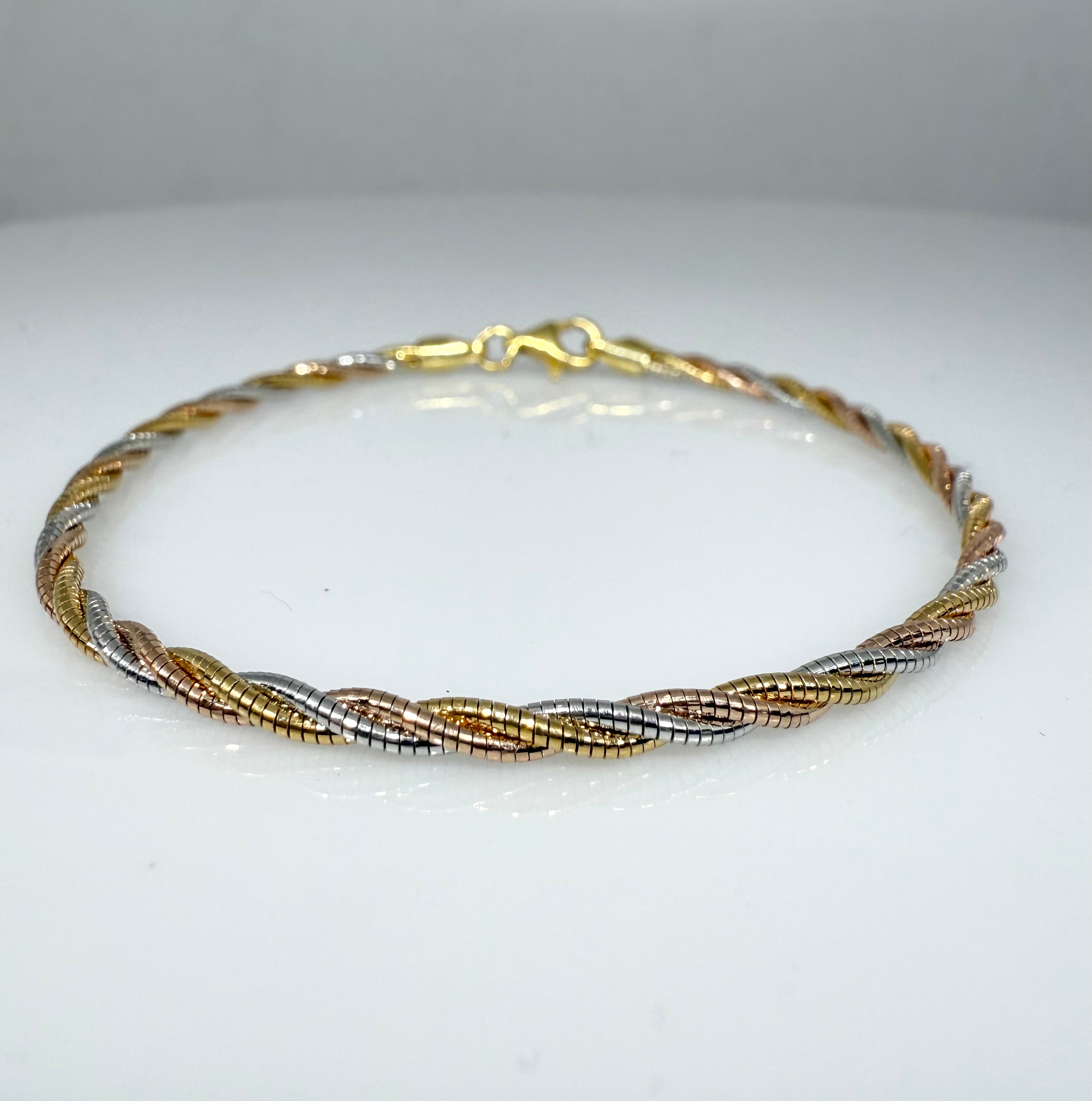 Multi Strand 925 Sterling Silver Italian Triple Weave Bracelet |