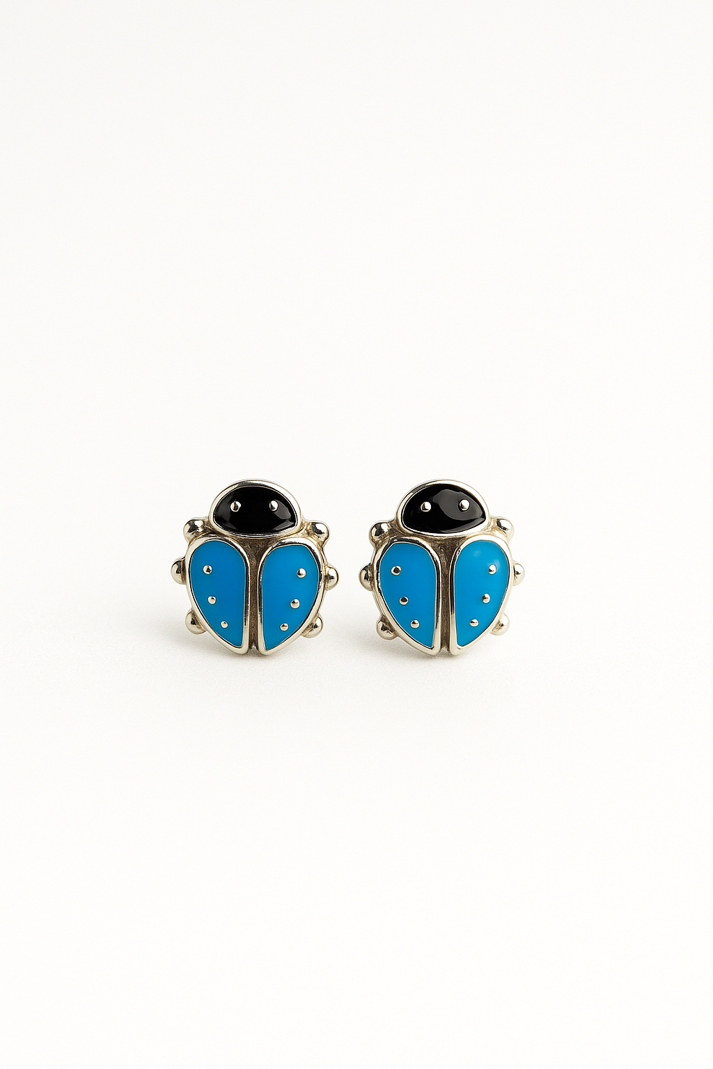 925 Sterling Silver Blue Ladybug Kid’s Earrings