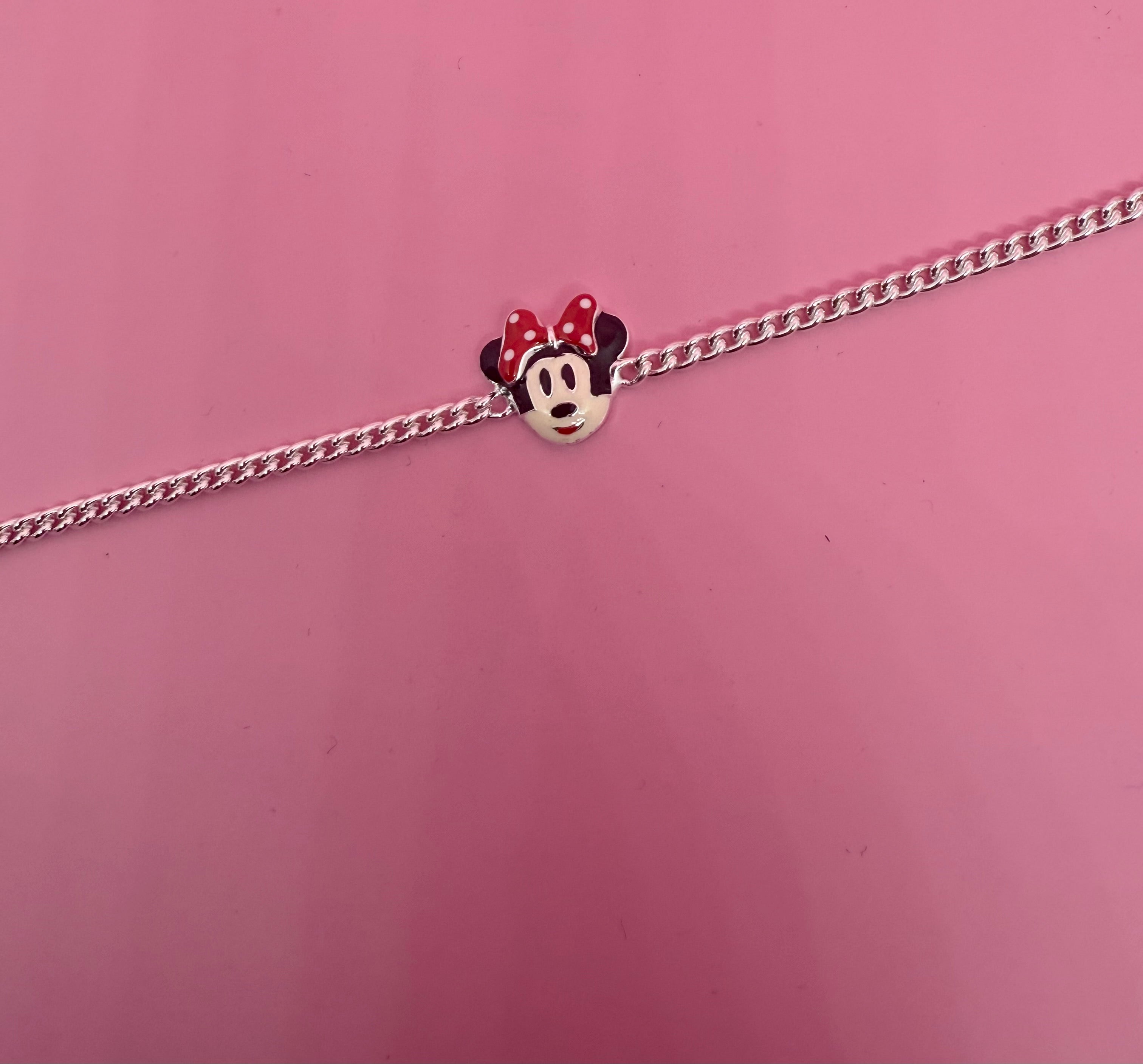 925 Sterling Silver Minnie Mouse Cartoon Bracelet | For kids