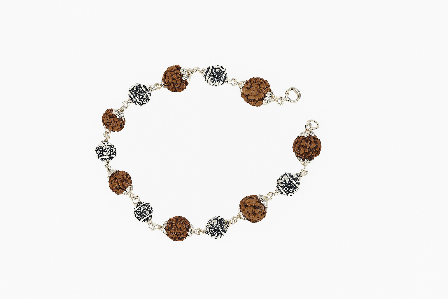 925 Sterling Silver Rudraksha Men’s Bracelet