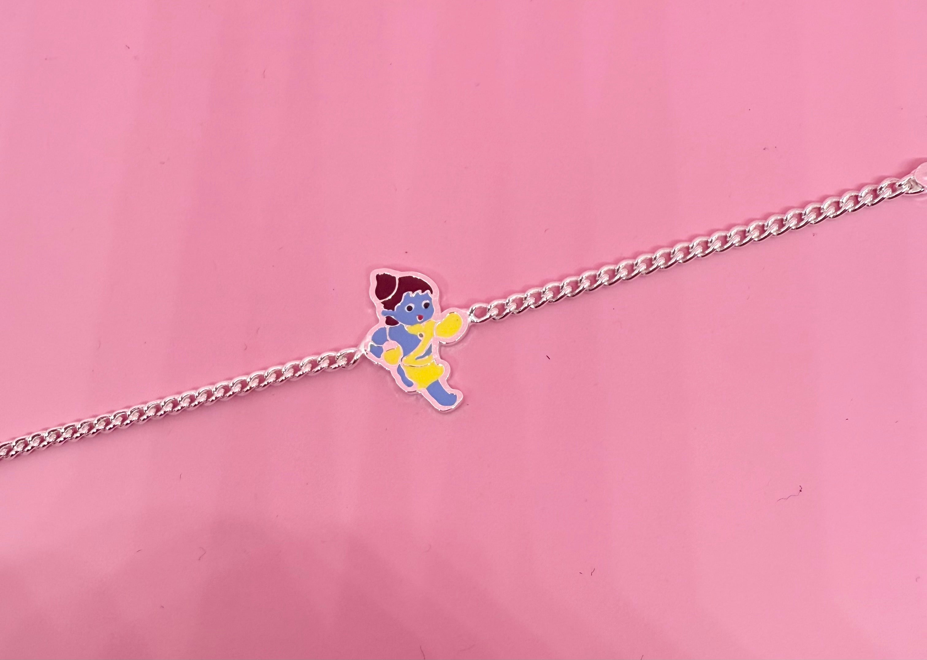 925 Sterling Silver Krishna Cartoon Bracelet | For kids