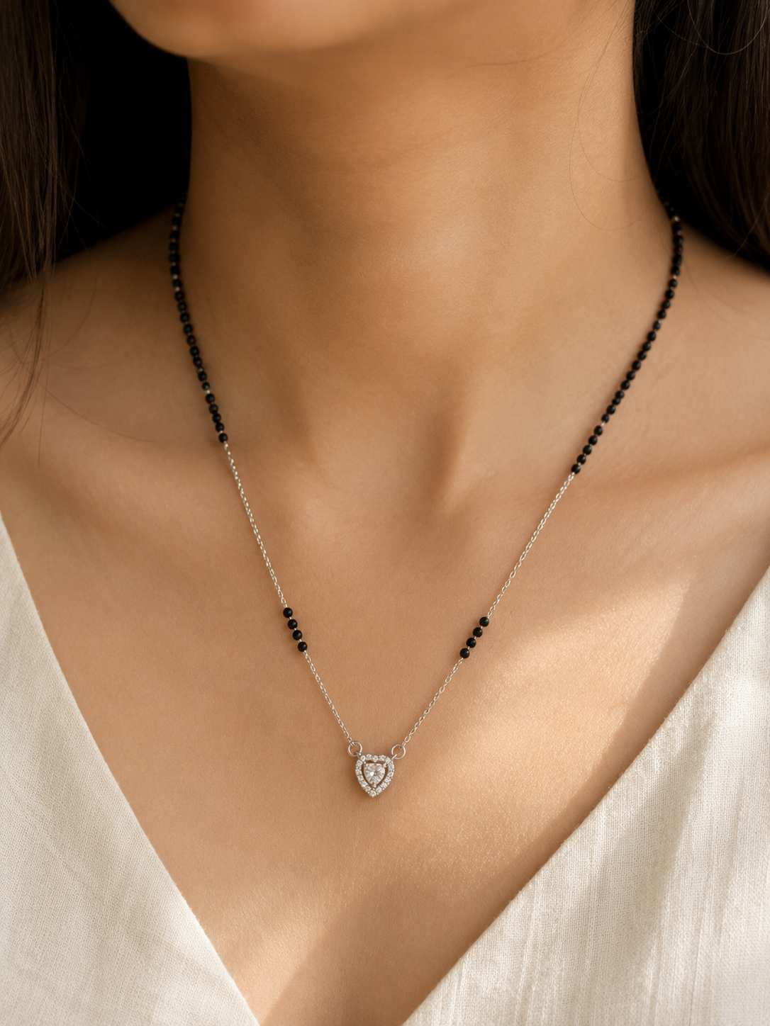 925 Sterling Silver Heart Mangalsutra
