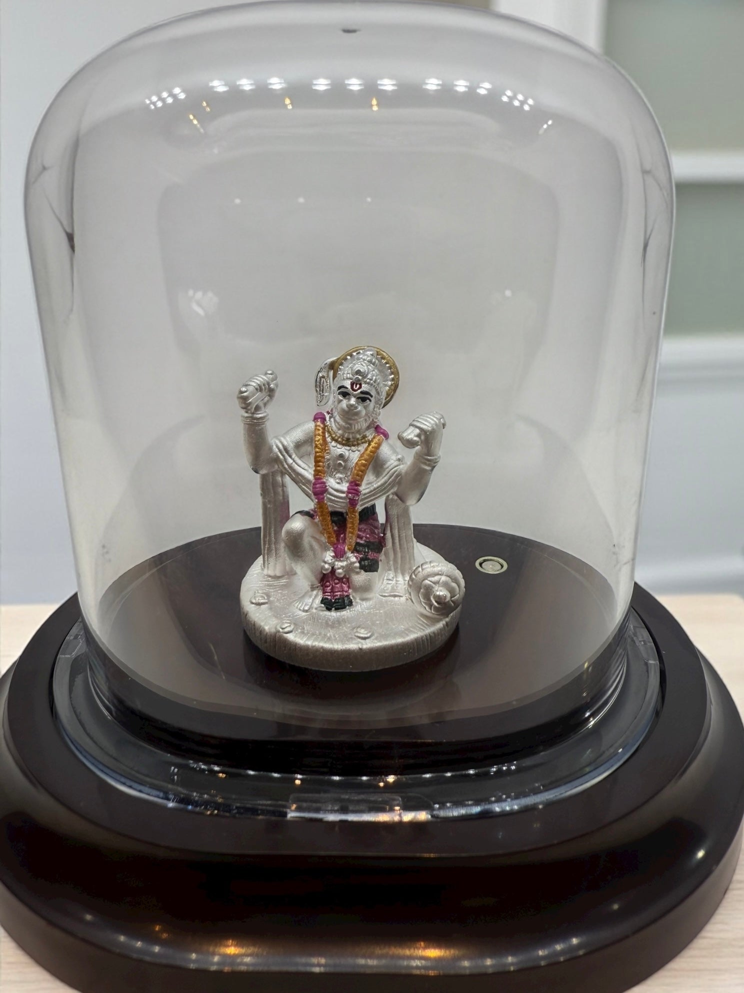 Emerald Pure 999 Silver Hanuman Idol with Acrylic Base For Pooja/ Gift