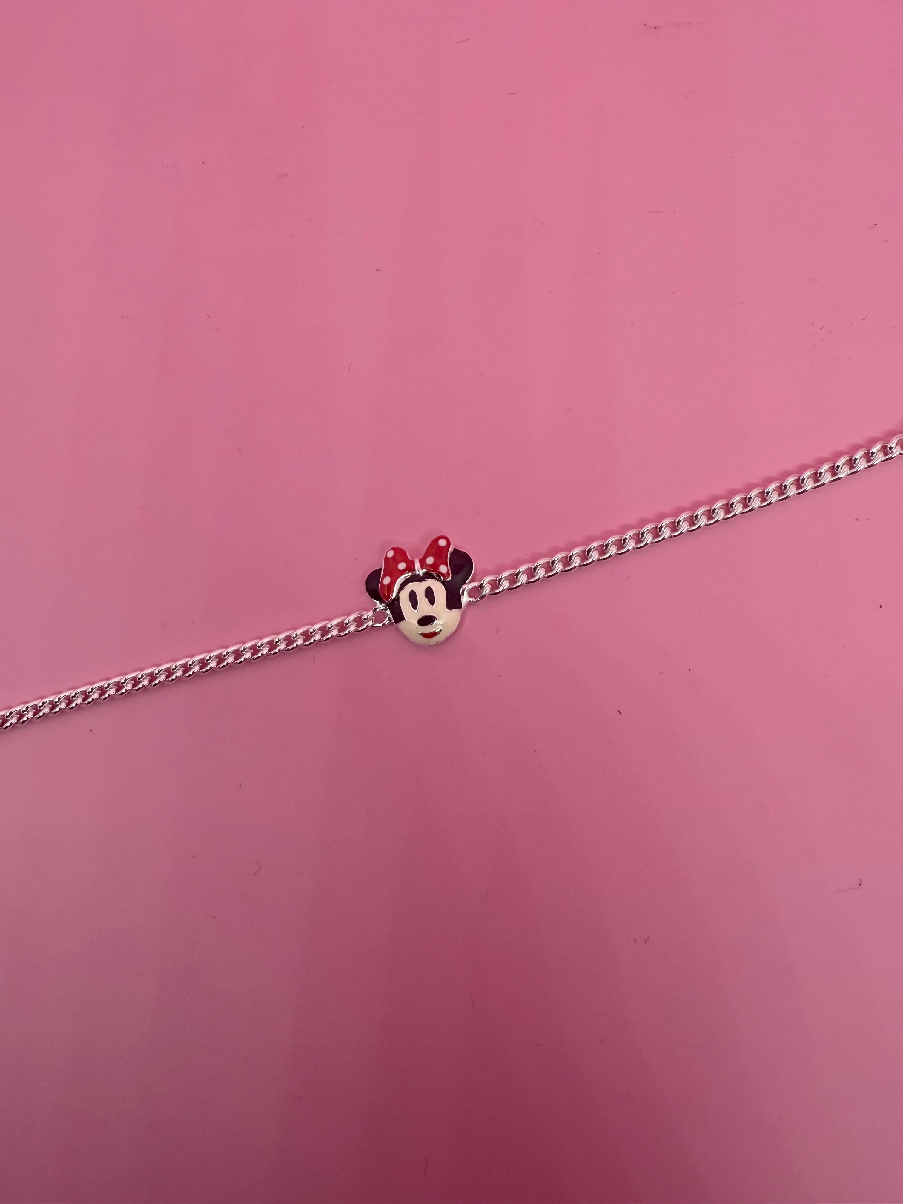 925 Sterling Silver Minnie Mouse Cartoon Bracelet | For kids