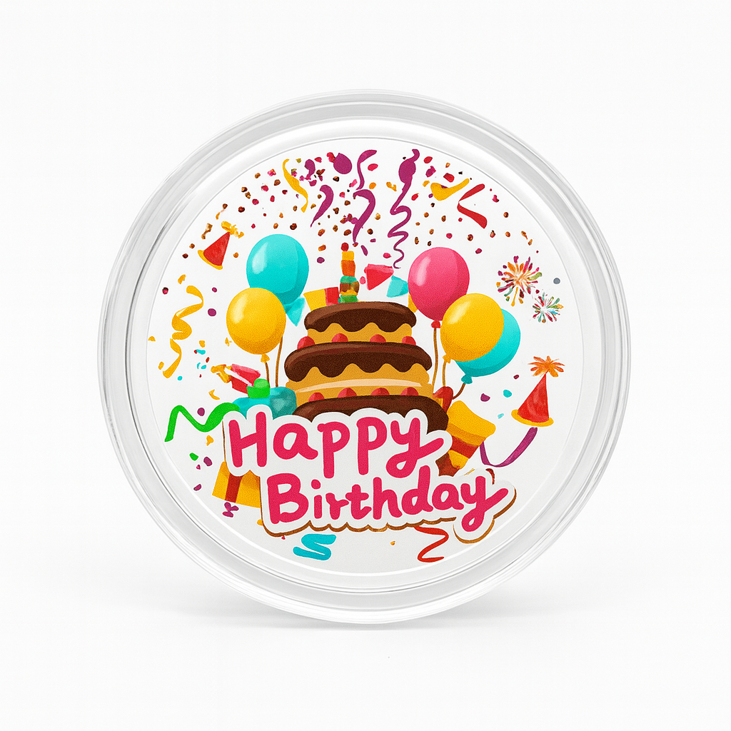 Pure Silver 999 “Happy Birthday” Gift Coin – 20g | Festive Coin Gifting