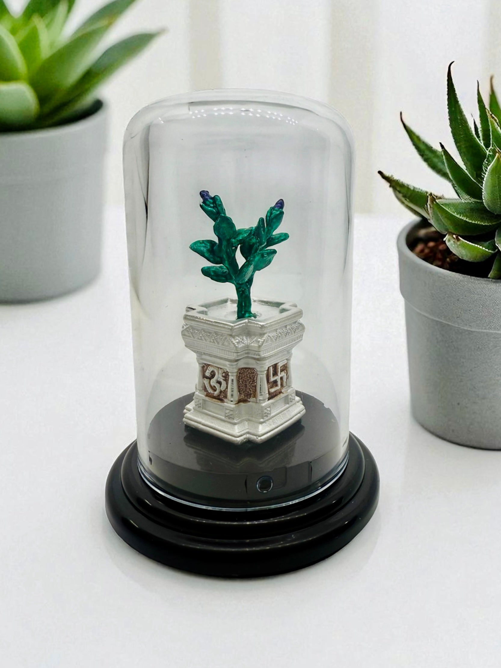 Emerald Pure 999 Silver Tulsi Maadam Plant Idol with Acrylic Base for Pooja/Gift