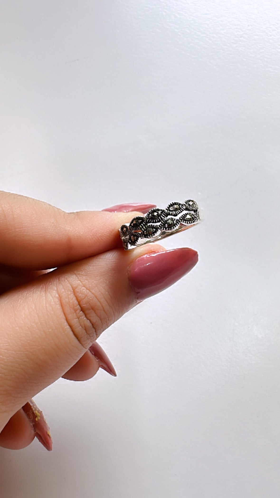 925 Sterling Silver Marcasite Minimal Women Ring