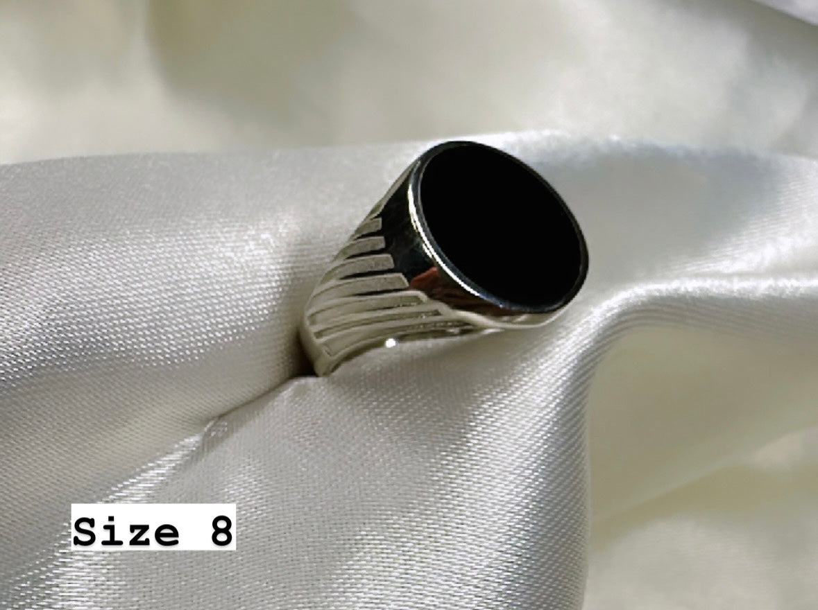 925 Oxidised Silver Ring for Men | Black Stone