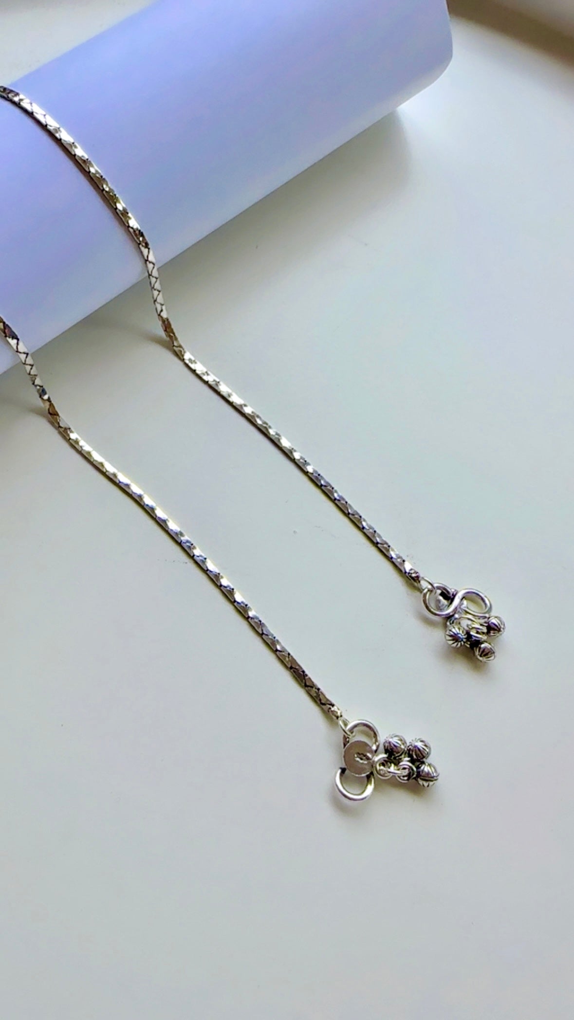 925 Sterling Silver Single Line Oxidised Ghoongru Anklets