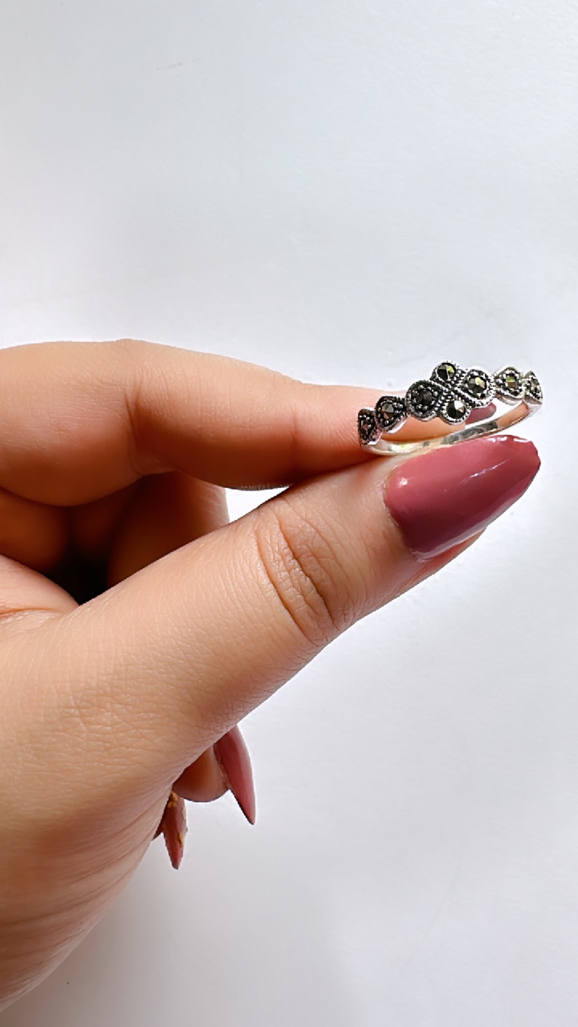 925 Sterling Silver Petal Marcasite Women Ring