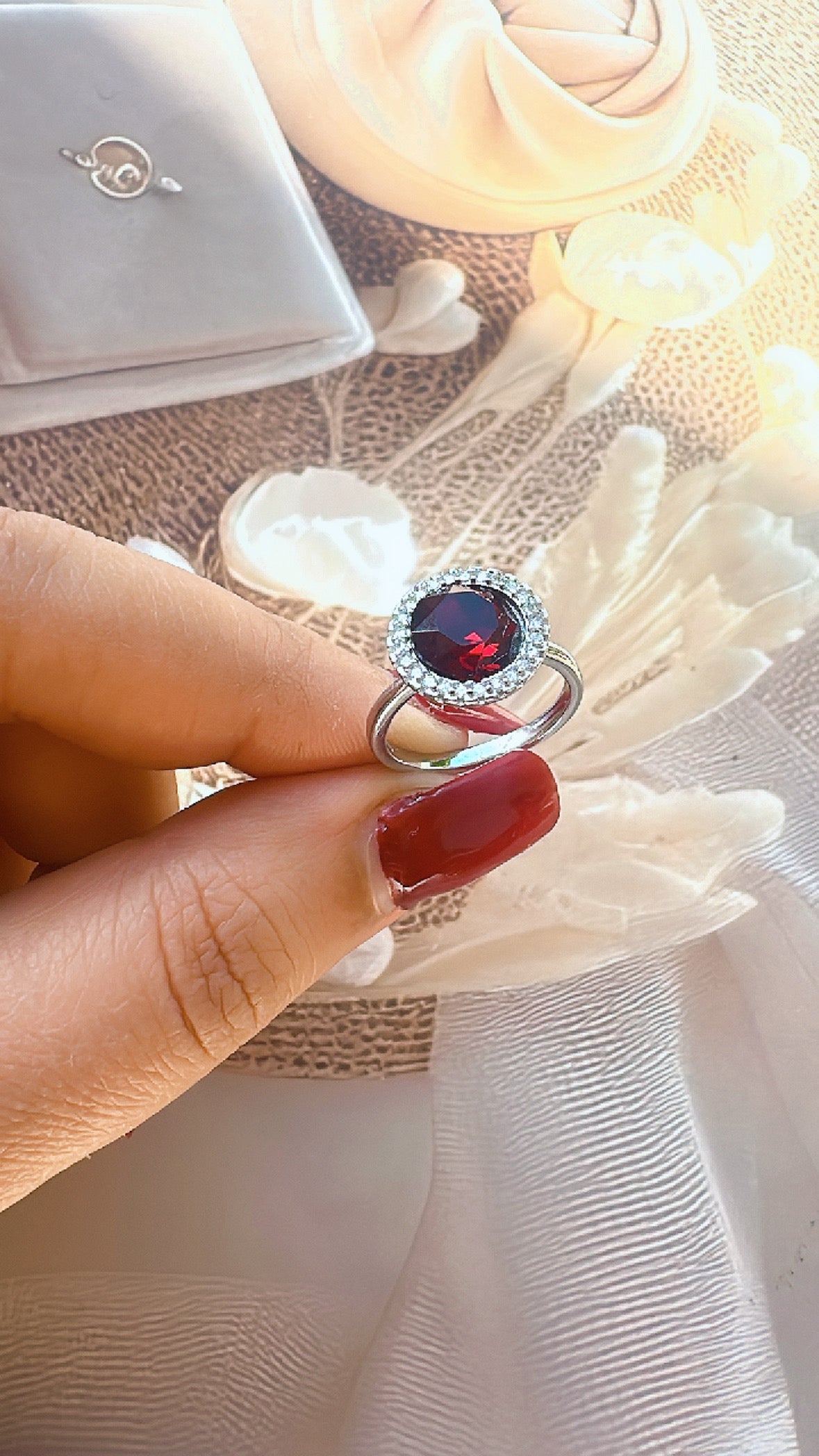 925 Sterling Silver Ruby Lustre Women Ring