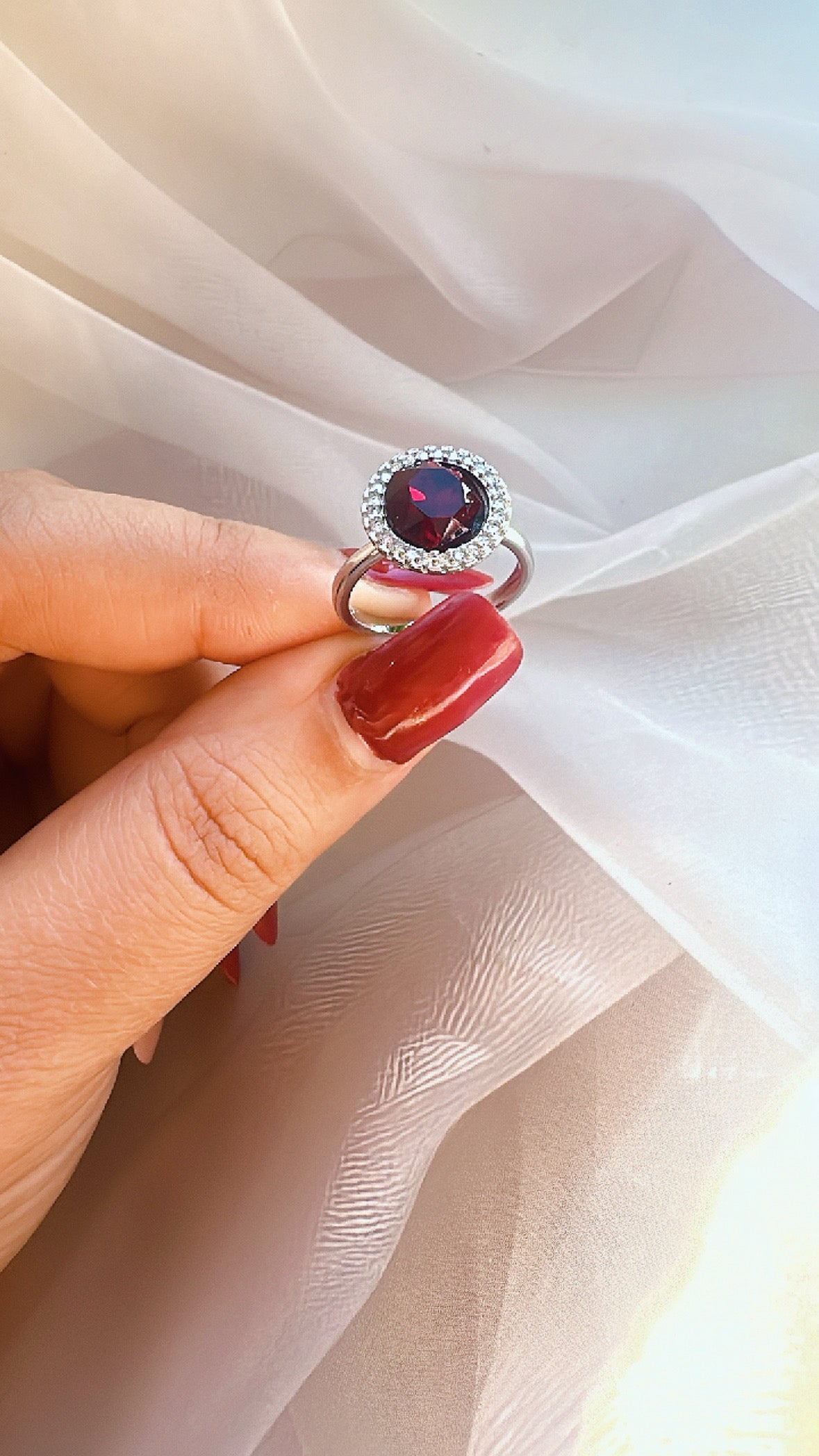 925 Sterling Silver Ruby Lustre Women Ring