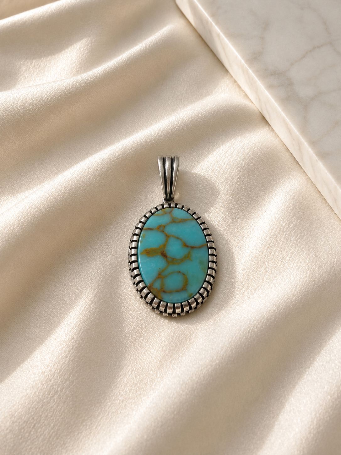 925 Sterling Silver Arizona Turquoise Men’s Pendant