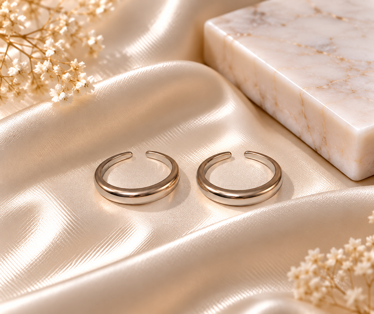 925 Sterling Silver Sleek Curve Band Toe Rings