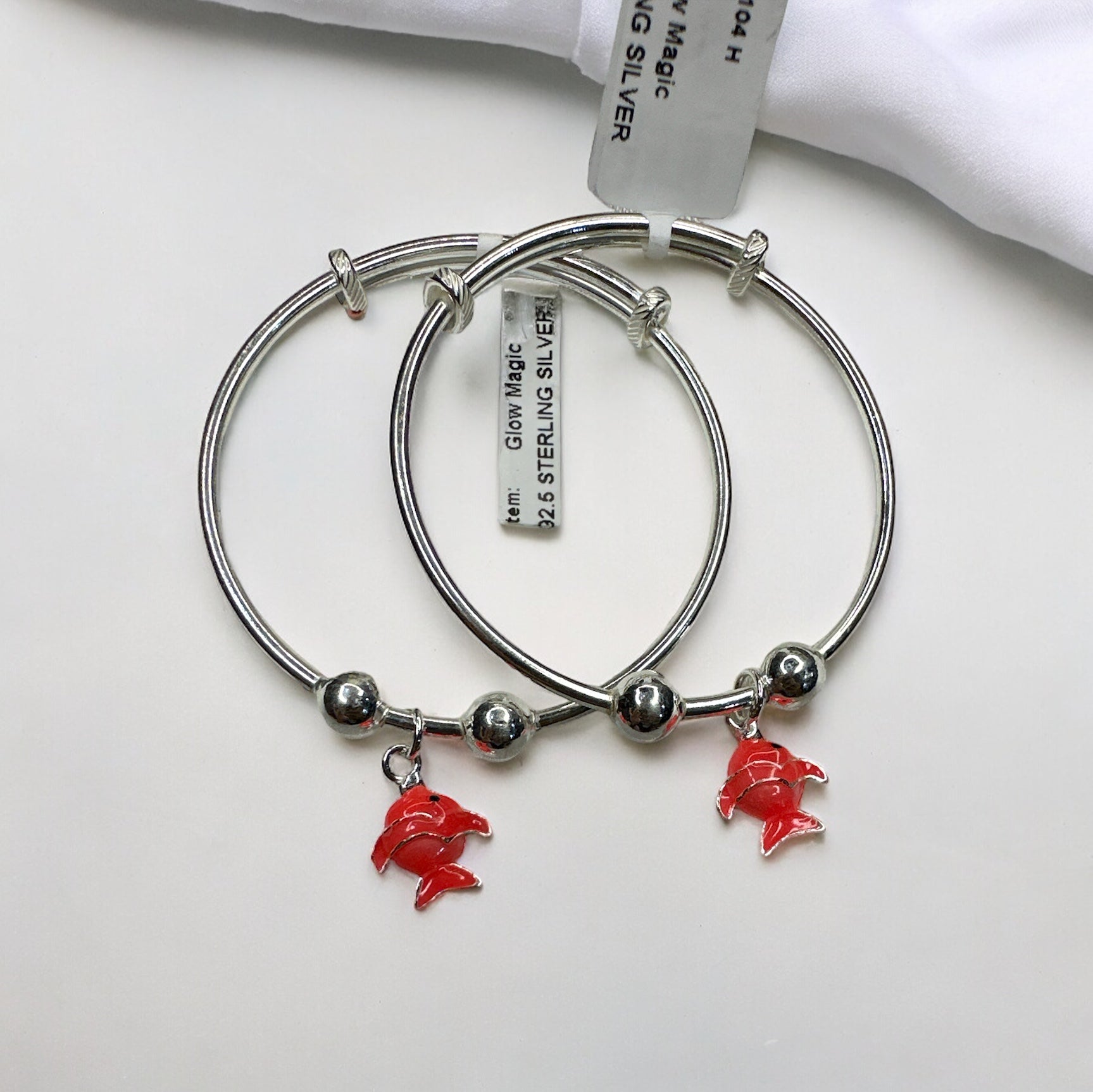 925 Fishy Fish Silver Adjustable Bangle | For kids | Ideal for 0-5 years old