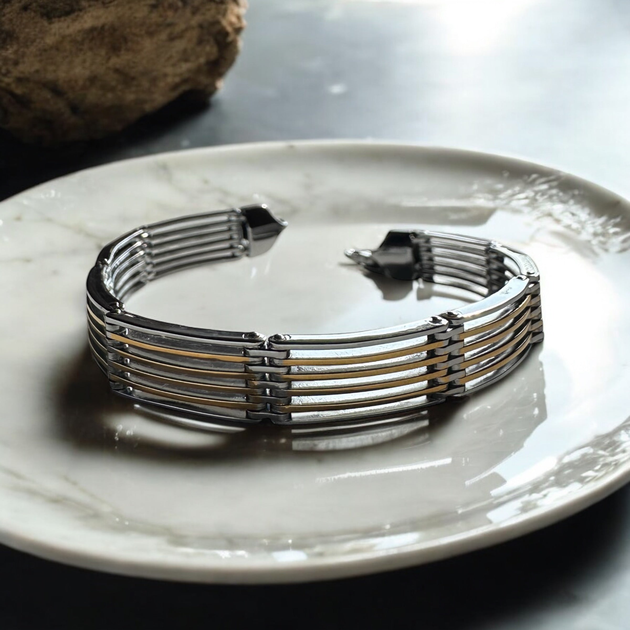 925 Sterling Silver Titanium Strike Men’s Bracelet