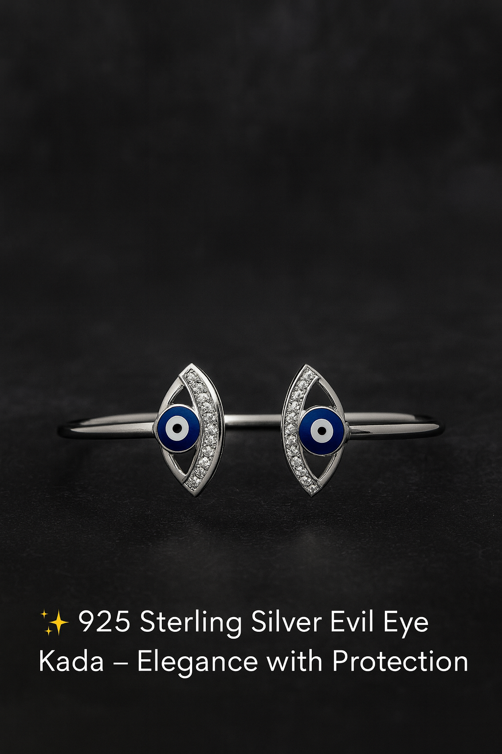 925 Sterling Silver Evil Eye Bangle Bracelet | For Her