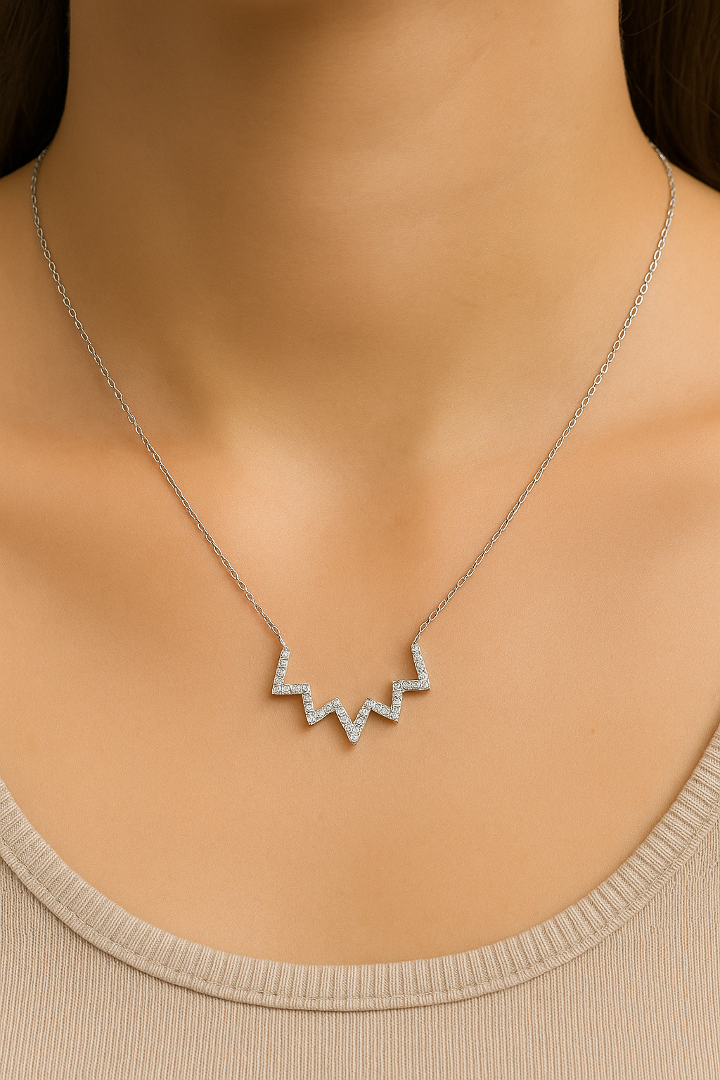 925 Sterling Silver Sparkline Pendant Neckpiece