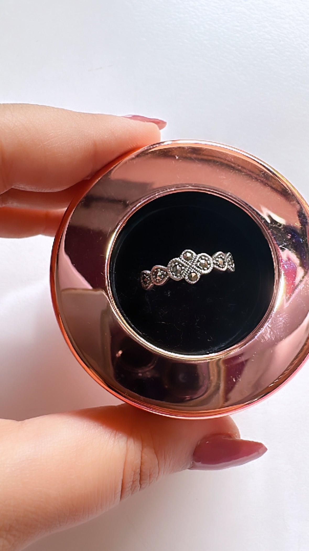 925 Sterling Silver Petal Marcasite Women Ring