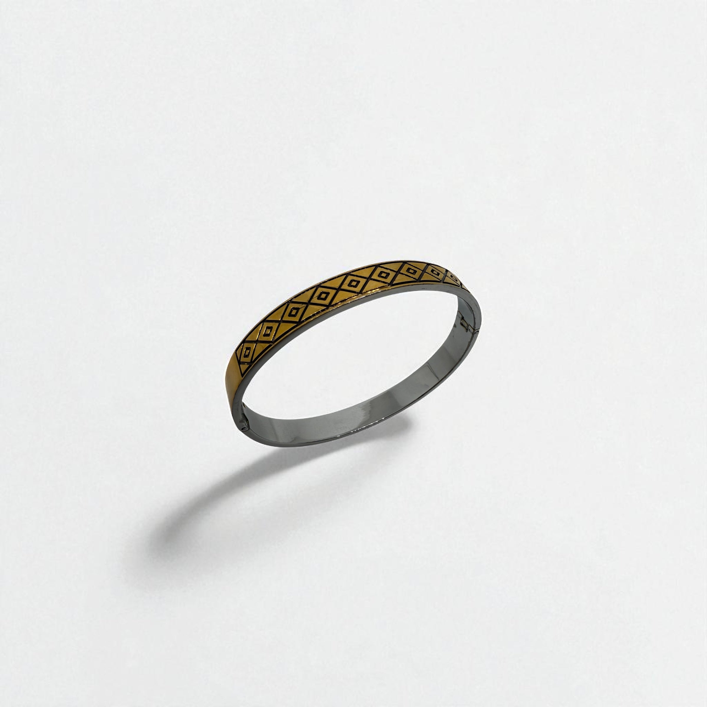 925 Sterling Silver Geometric Openable Kada Bangle | Gold Polish | Unisex Bangle | Men’s Kada