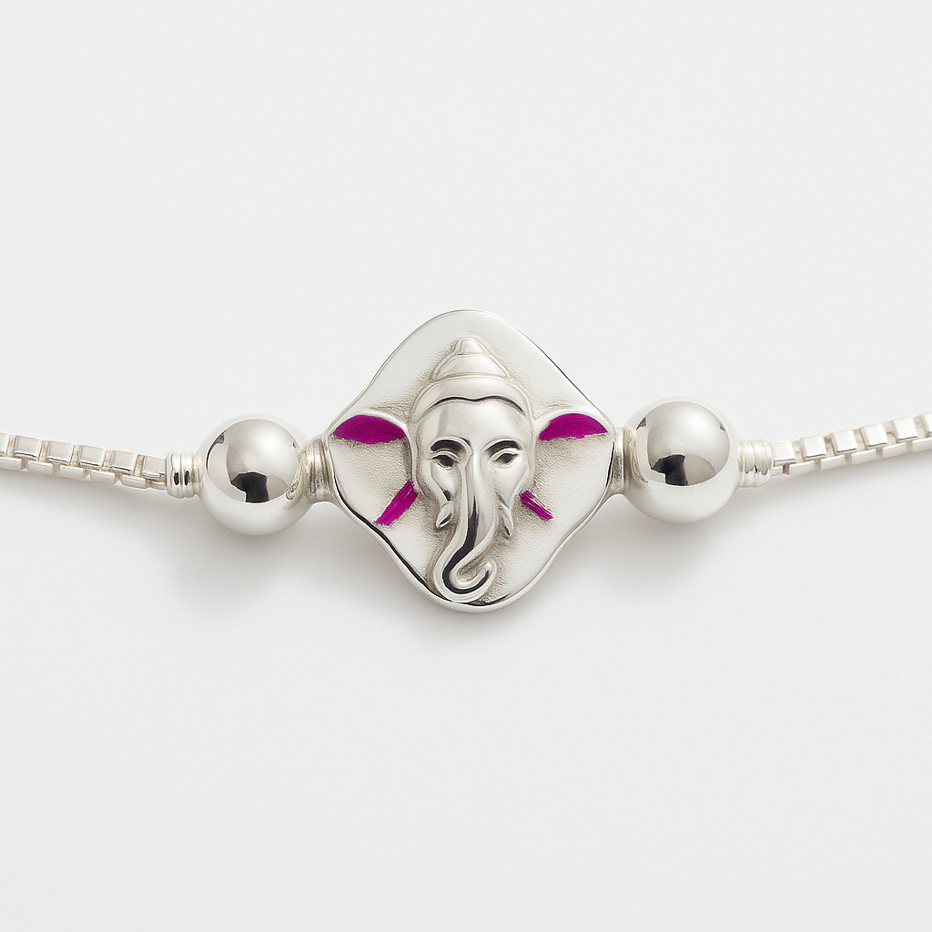 925 STERLING SILVER RAKHI BRACELET | Ganesha
