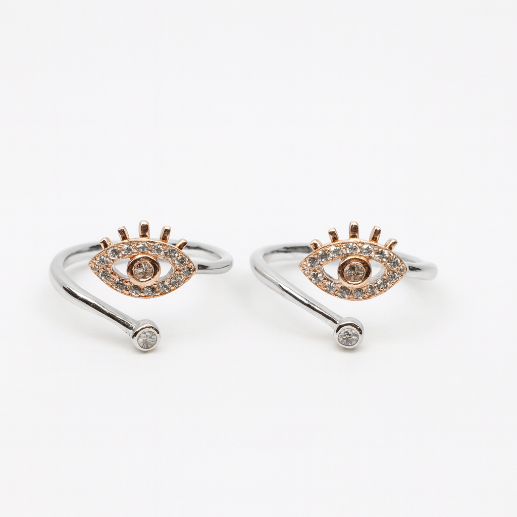 925 Sterling Silver Evil Eye Rose Silver Toe Rings