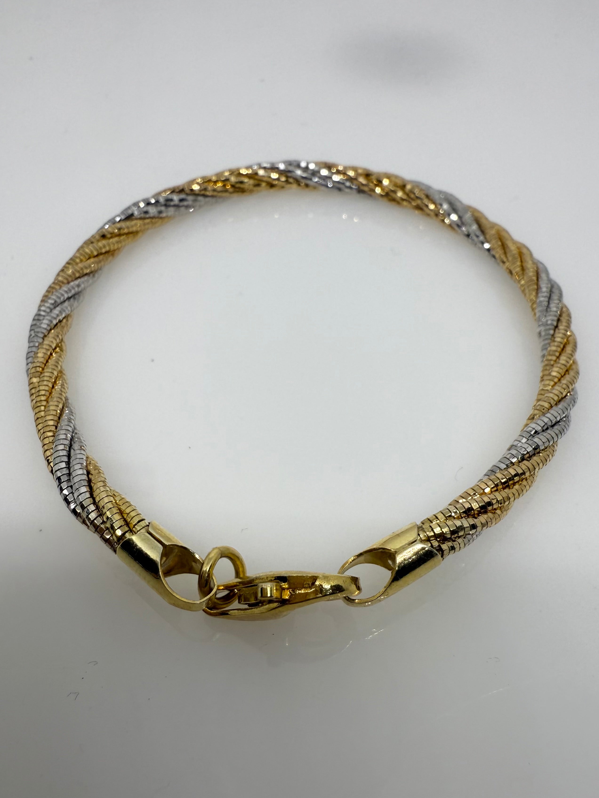 Multi Strand 925 Sterling Silver Italian Weave Bracelet | Gold & Silver