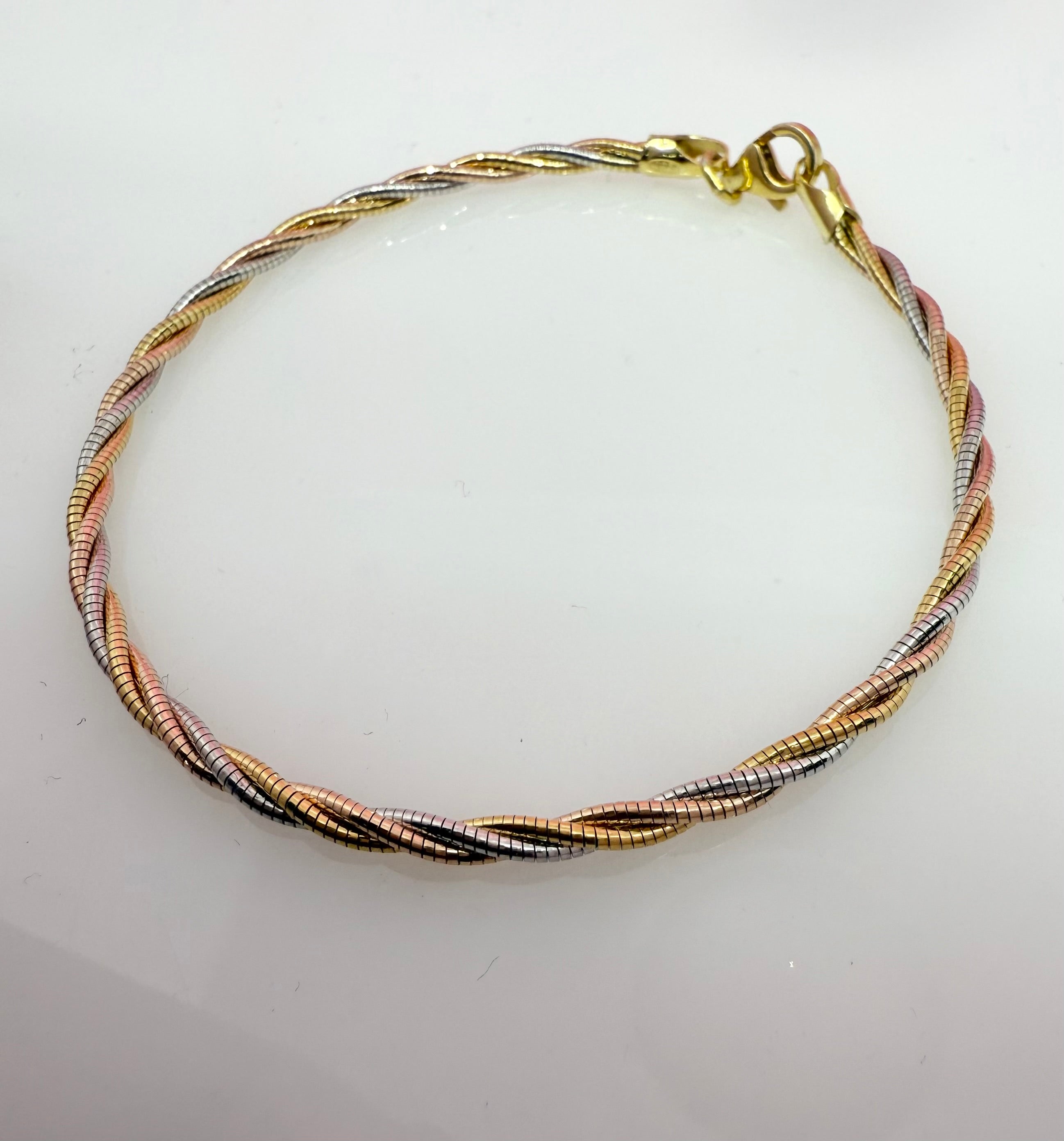 Multi Strand 925 Sterling Silver Italian Weave Bracelet | Triple Tone